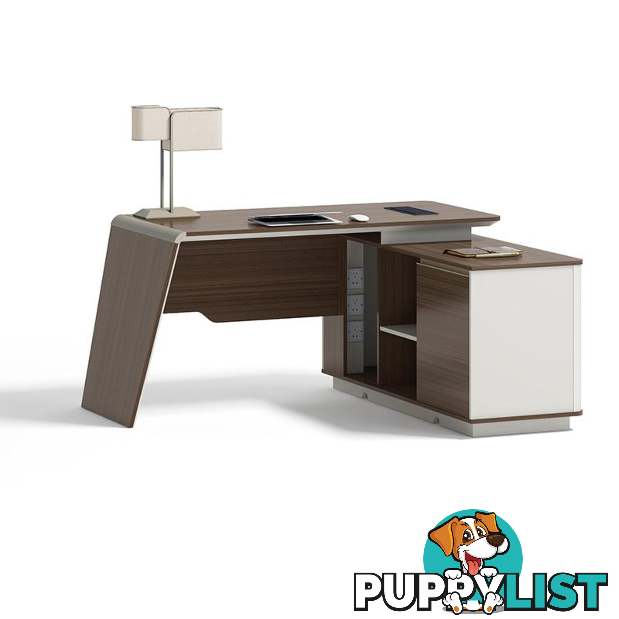 ANDERS Executive Desk Reversible Return 1.4M - Australian Gold Oak & Beige - DF-TIAN-D0414 - 9334719011196