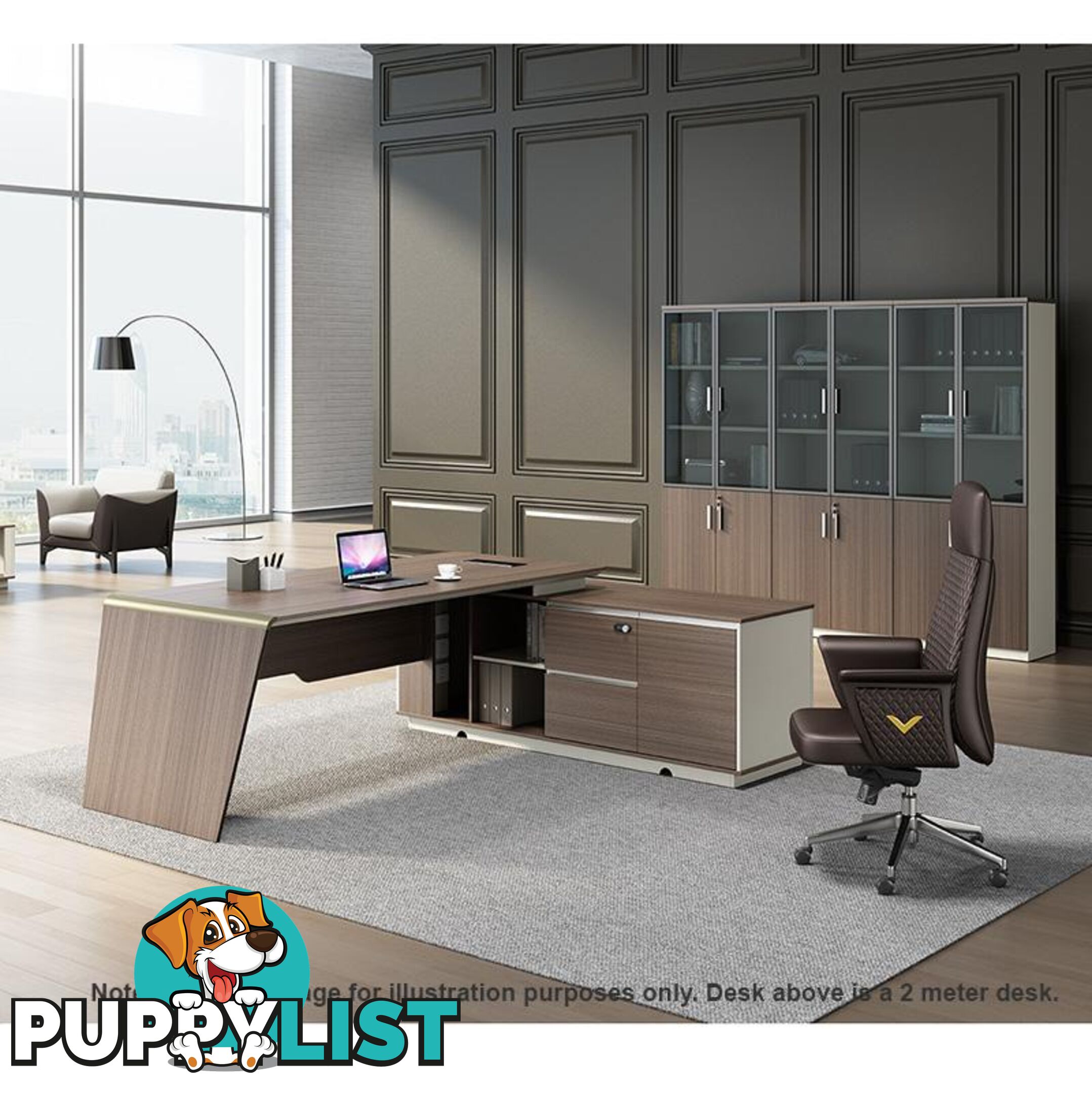 ANDERS Executive Desk Reversible Return 1.4M - Australian Gold Oak & Beige - DF-TIAN-D0414 - 9334719011196