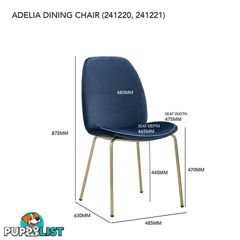 ADELIA Dining Chair - Jungle Green & Brass - 241221 - 5713941086464