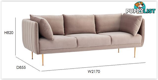 SUPRA 3 Seater Sofa - Pale SIlver - 233123 - 9334719006871