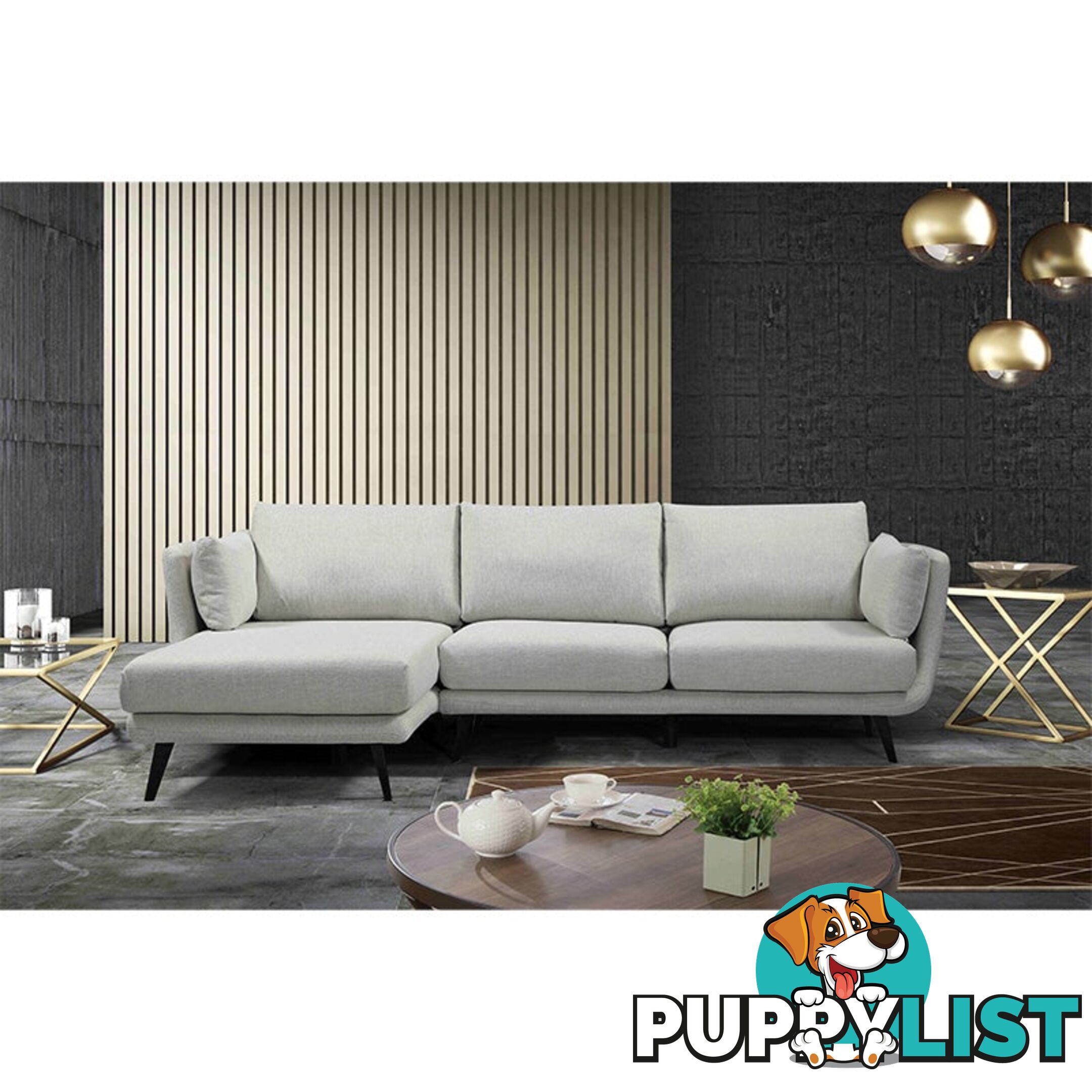 RANNI 3 Seater Sofa With Left Chaise - Warm Grey - HD-9551-L - 9334719001081