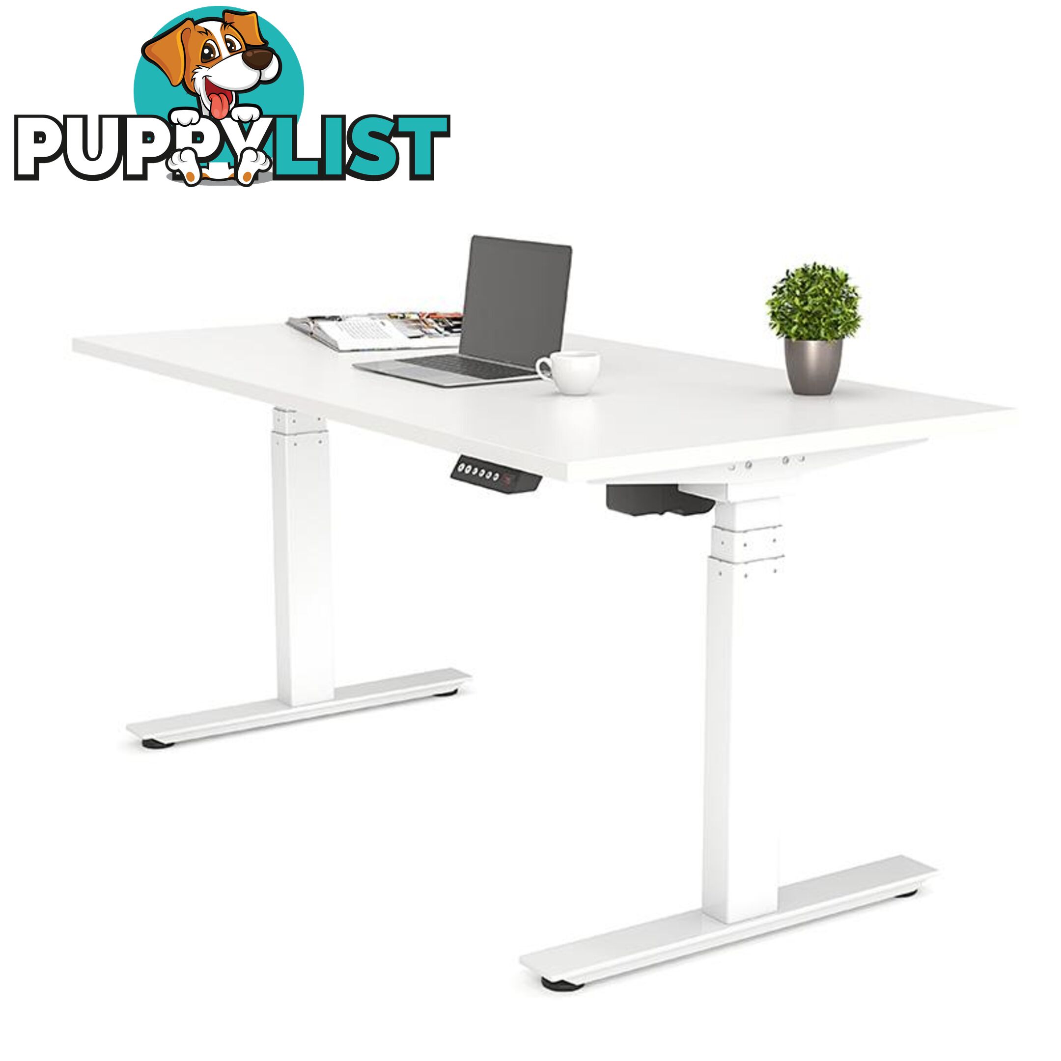 AGILE PRO Electric 2 Column Sit Standing Desk - 1200mm to 1800mm - Oak & White - OG_AGE2SSD146