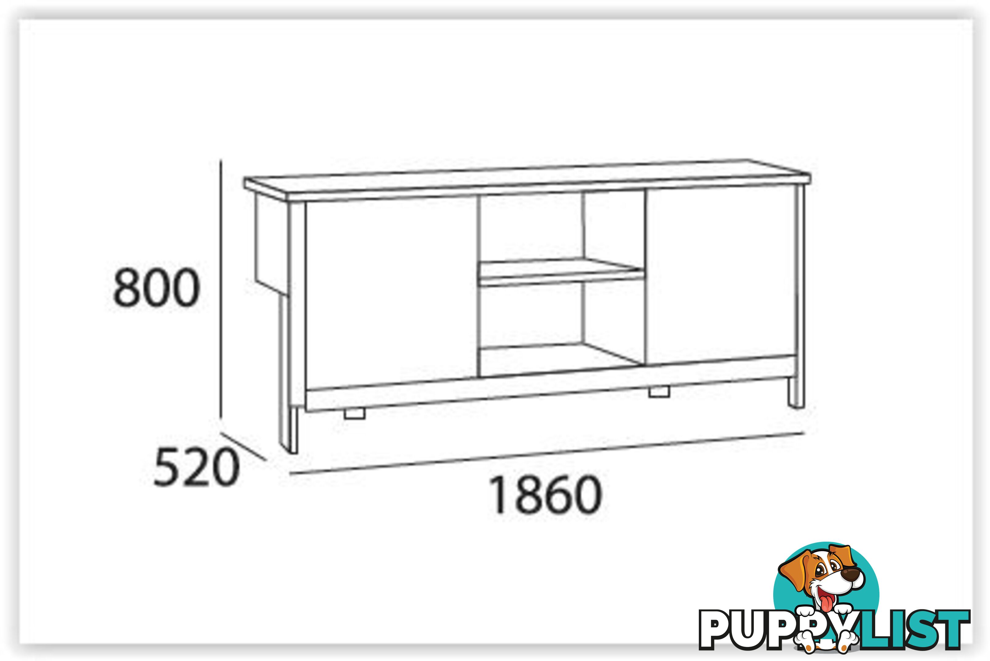 JARVY Sideboard 186cm - Natural & Grey - JARVY_SB135-130-102 - 9334719002576