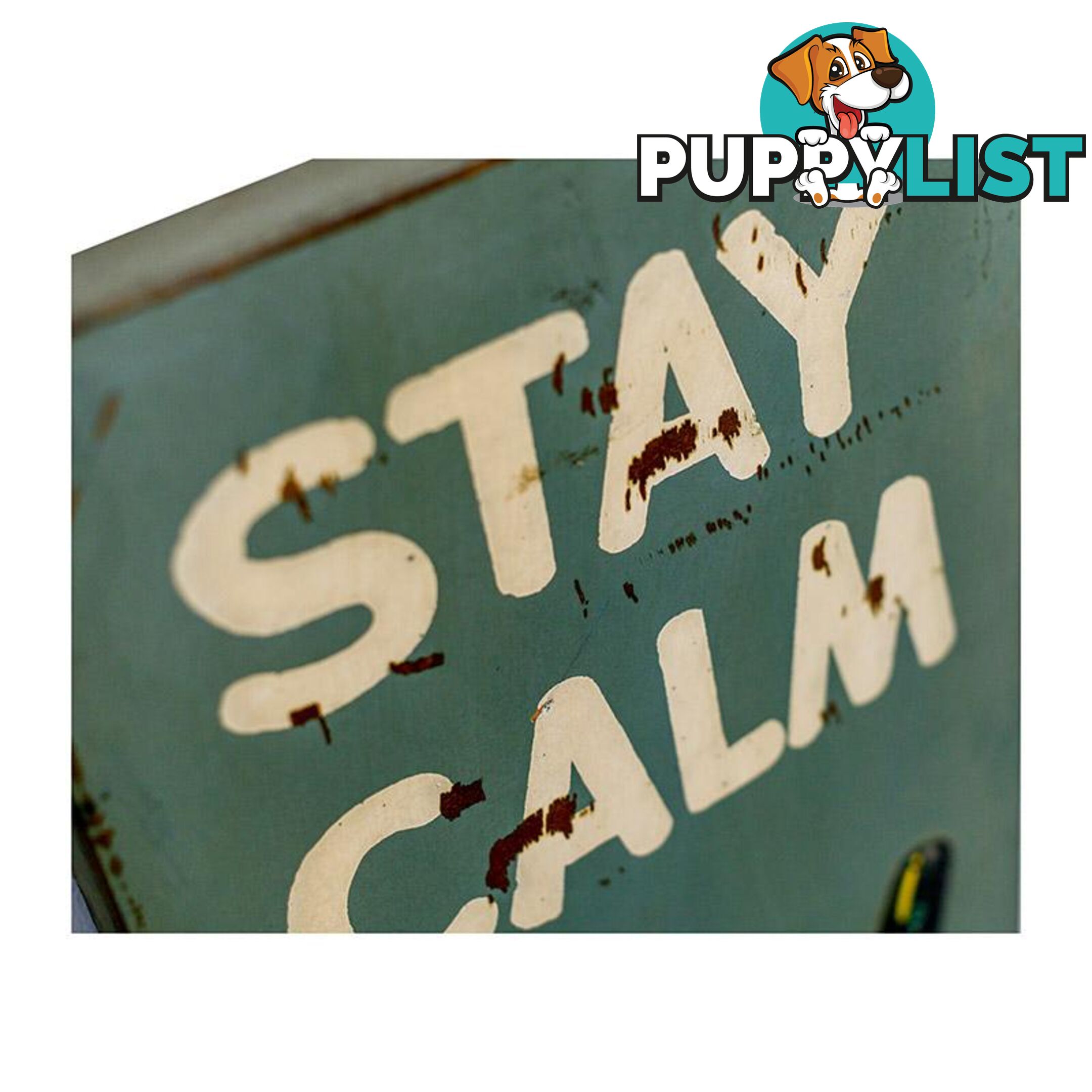 Wooden Print "Stay Calm Pop A Top" In Antique Blue - Wall008 - 9334719003740