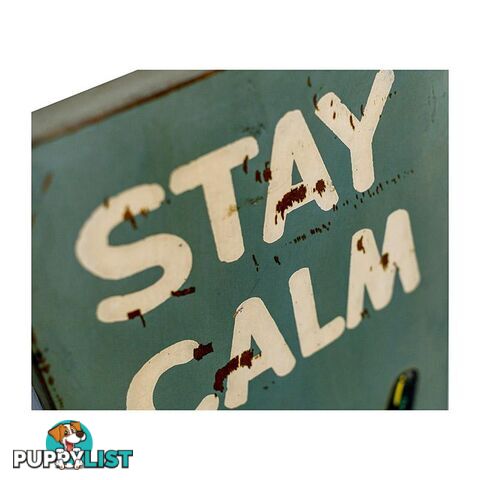 Wooden Print "Stay Calm Pop A Top" In Antique Blue - Wall008 - 9334719003740