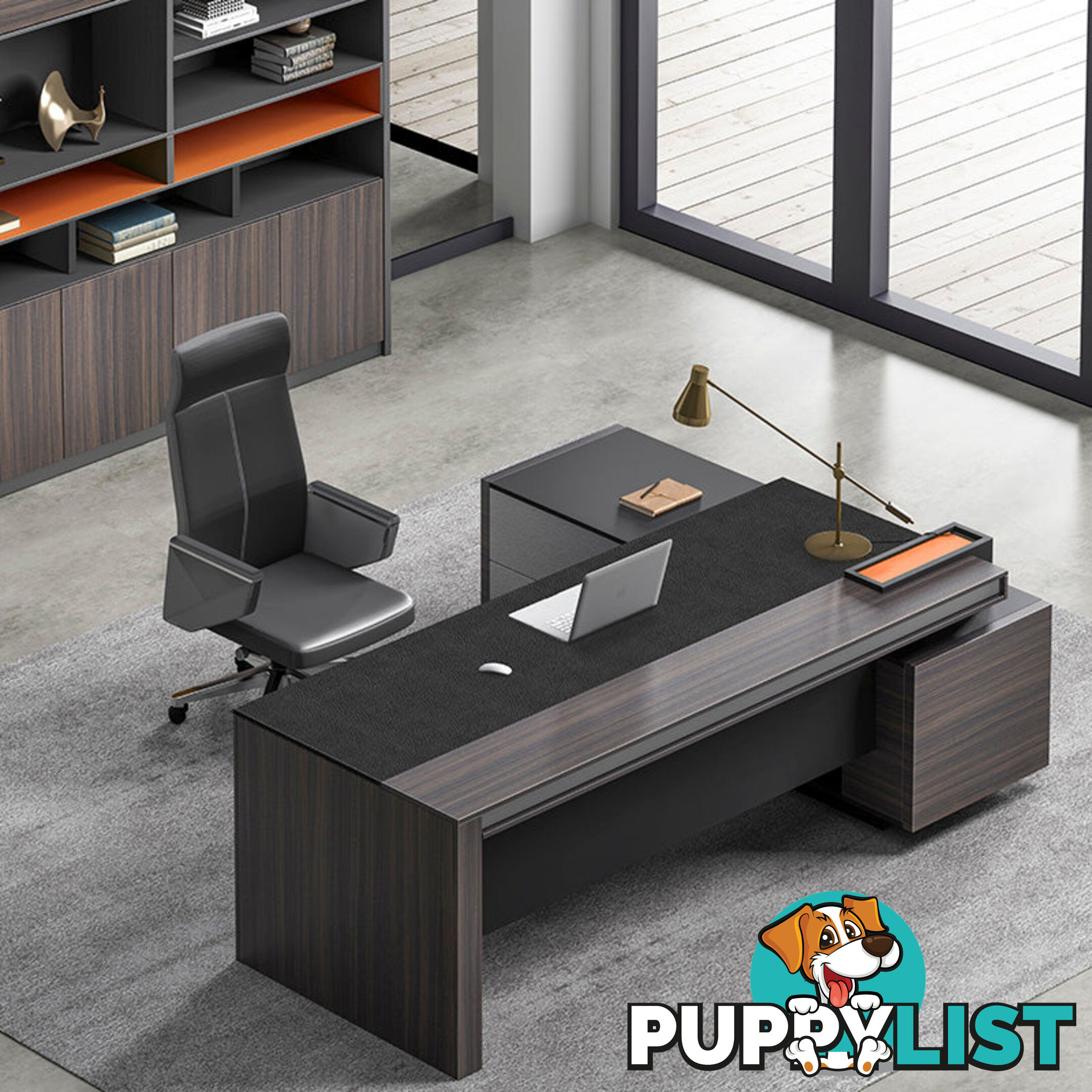 RADDIX Executive Desk with Left Return 2.2M - Dark Brown - DF-FF-D0122L - 9334719003313