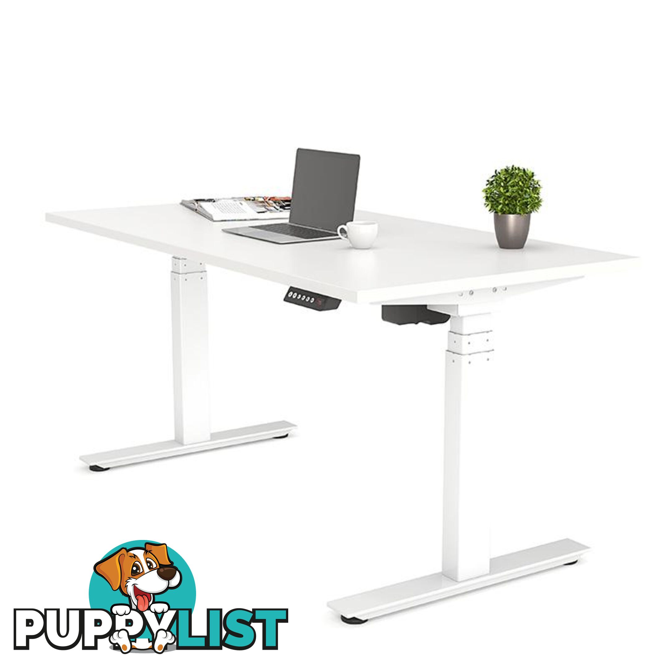 AGILE PRO Electric 2 Column Sit Standing Desk - 1200mm to 1800mm - Oak & White - OG_AGE2SSD158