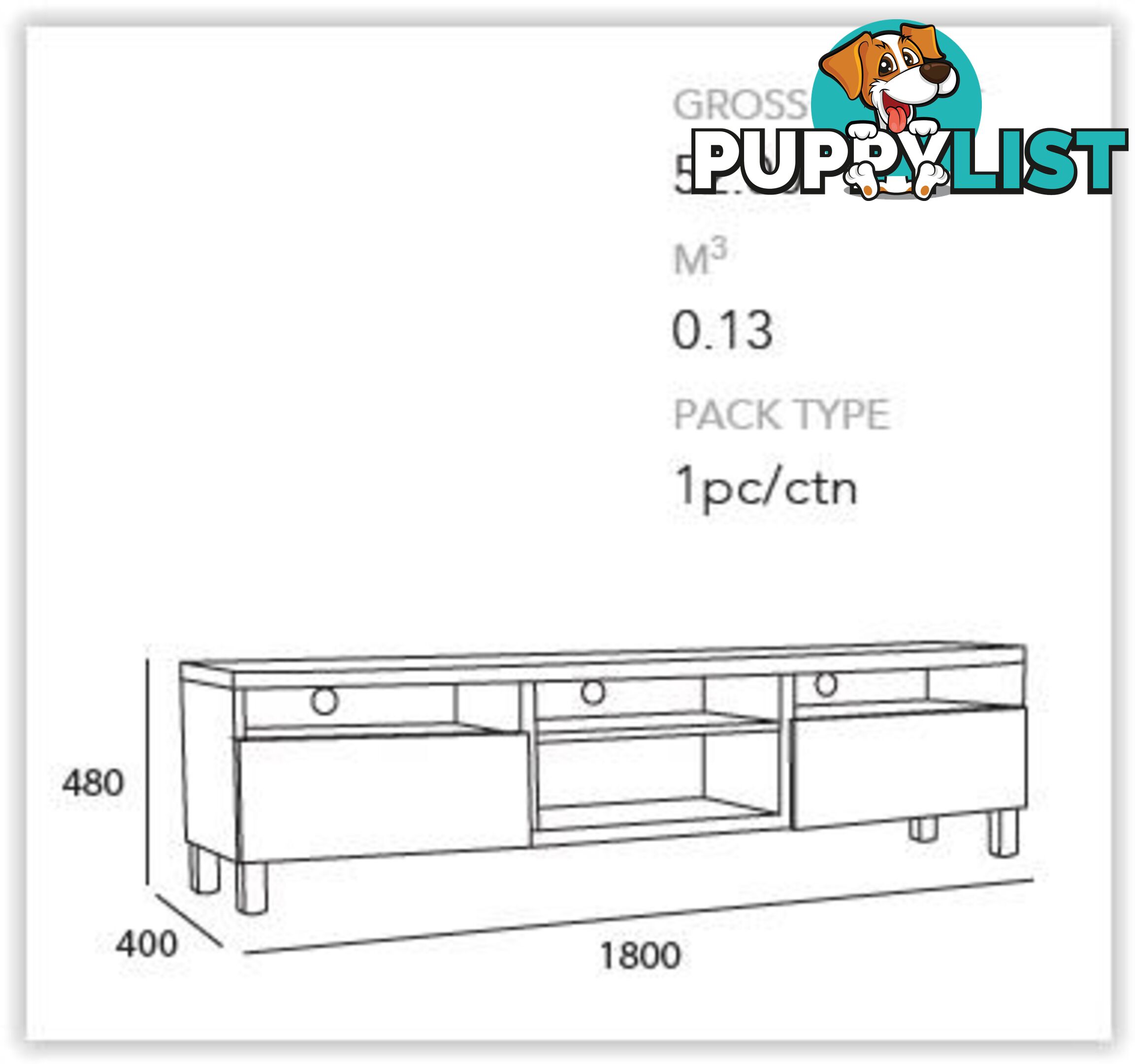 Gordy TV Unit - 180cm - Cocoa + White - 336002 - 9334719008851