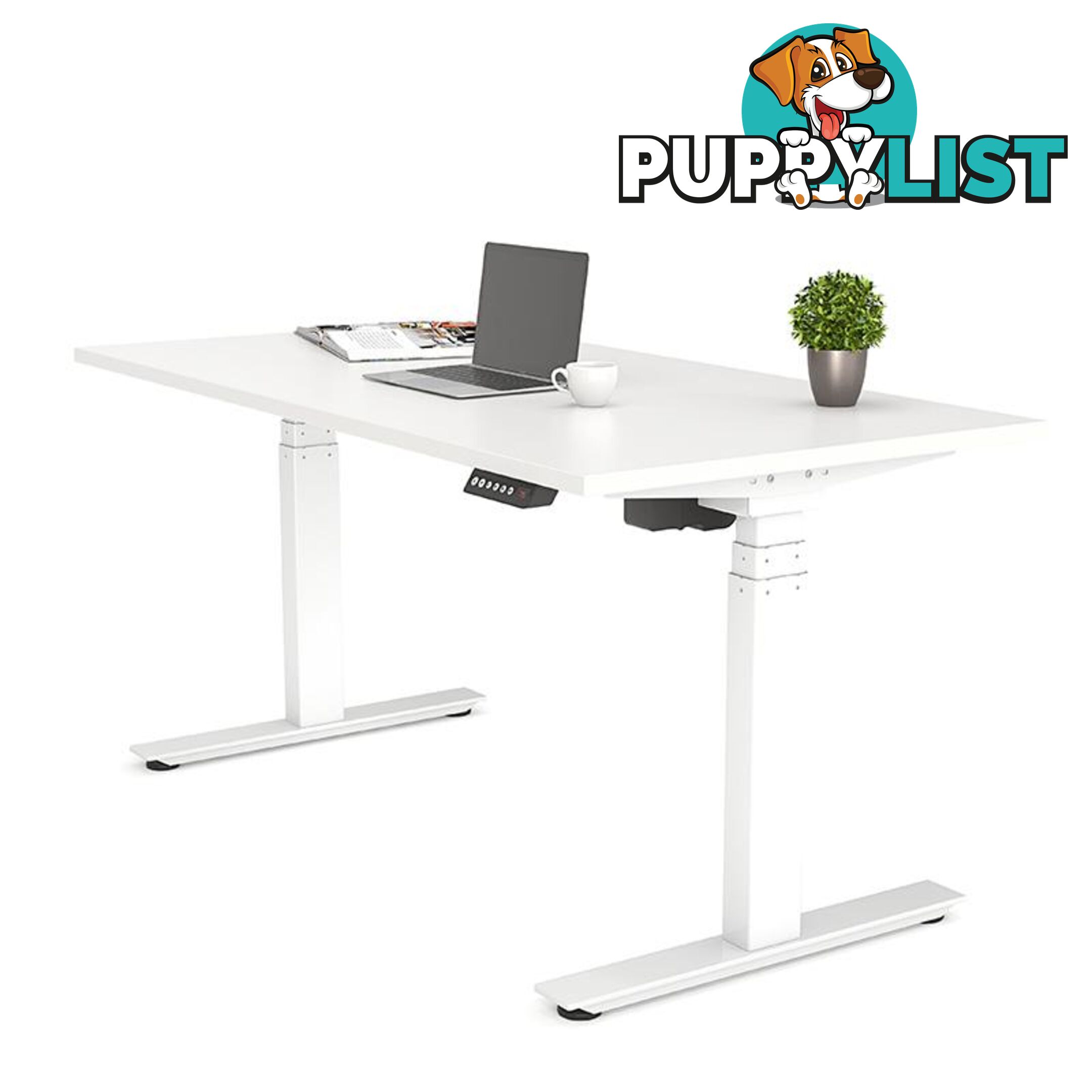 AGILE PRO Electric 2 Column Sit Standing Desk - 1200mm to 1800mm - White & White - OG_AGE2SSD131