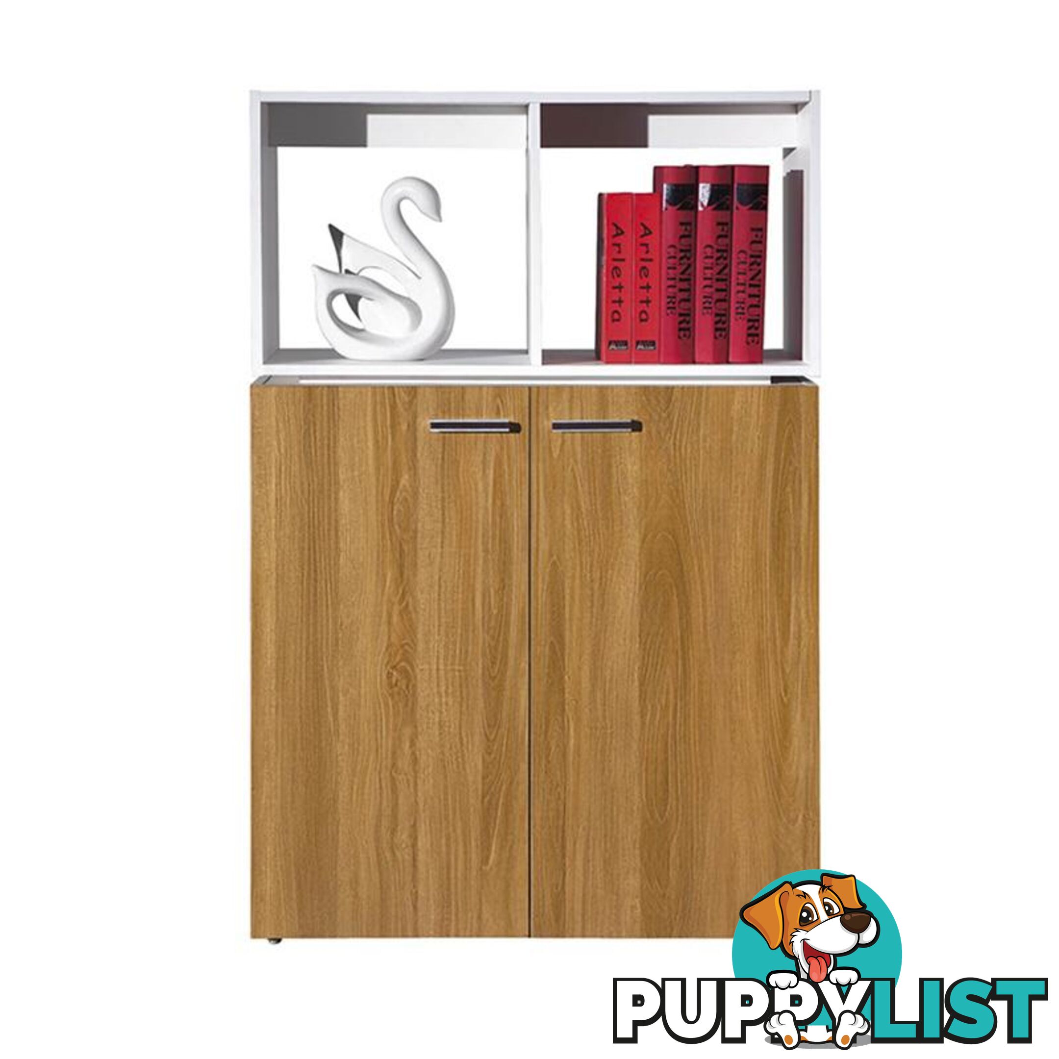 ZORAN Credenza Cabinet  80cm - White & Honey Oak - ZZF-C326 - 9334719000541