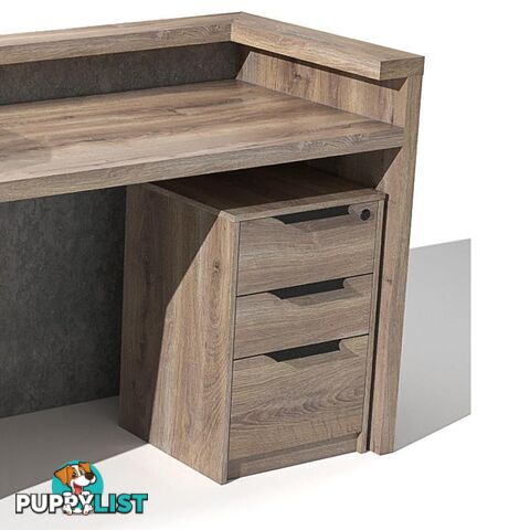 QUADE Reception Desk Left Panel 2.0M - Warm Oak & Concrete Color - WF-RT002-L-M - 9334719004853