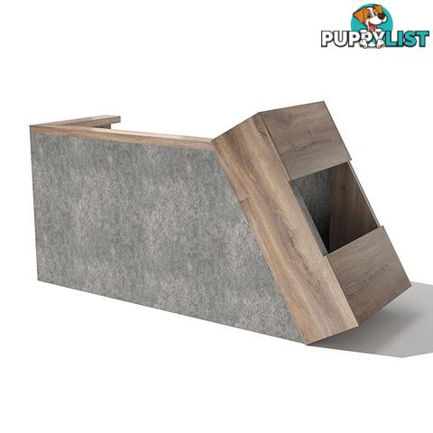 QUADE Reception Desk Left Panel 2.0M - Warm Oak & Concrete Color - WF-RT002-L-M - 9334719004853