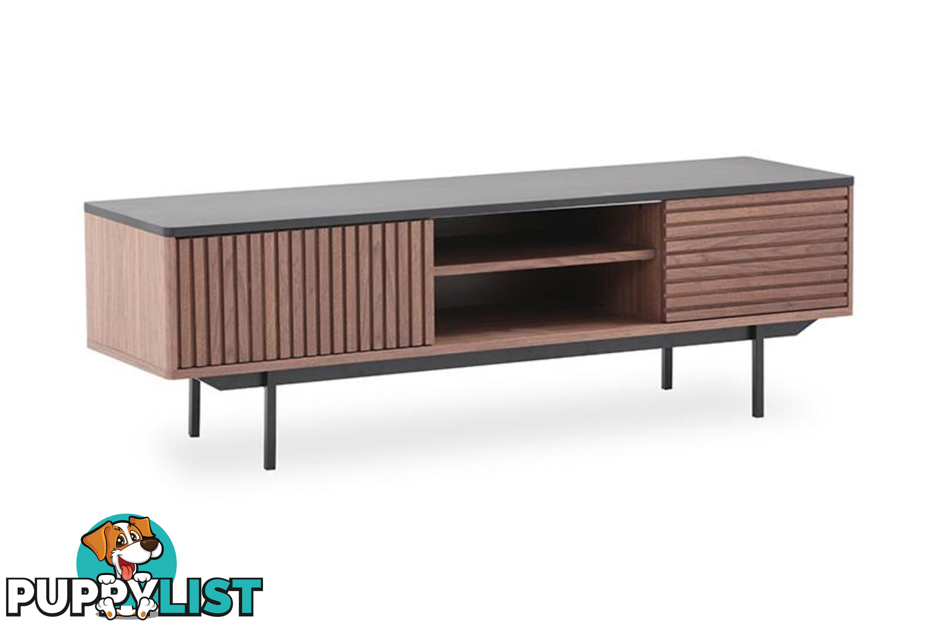 TOZZI Entertainment TV Unit 160cm - Walnut & Black - DI-J9715 - 9334719002057