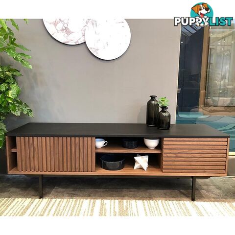 TOZZI Entertainment TV Unit 160cm - Walnut & Black - DI-J9715 - 9334719002057