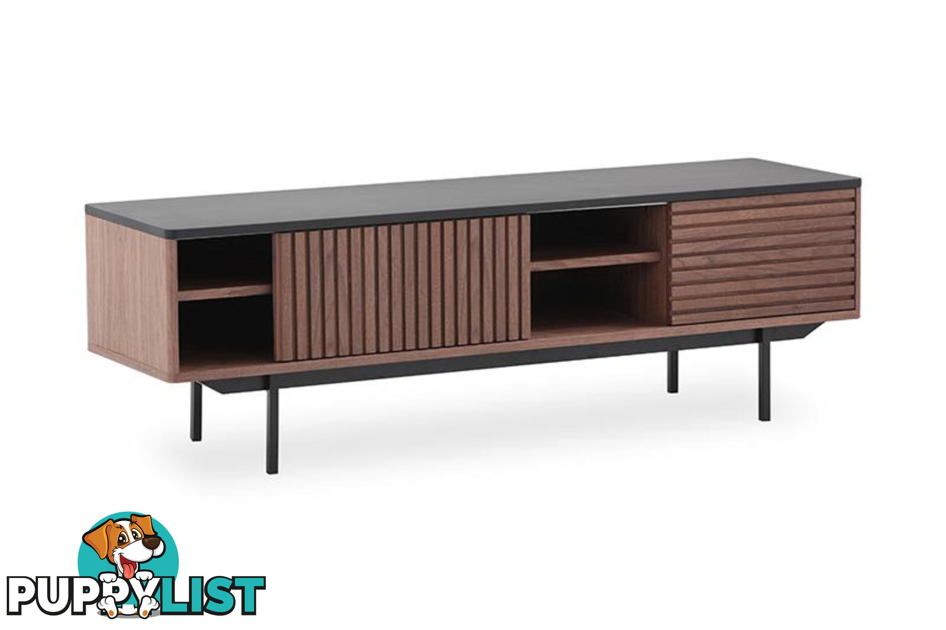 TOZZI Entertainment TV Unit 160cm - Walnut & Black - DI-J9715 - 9334719002057