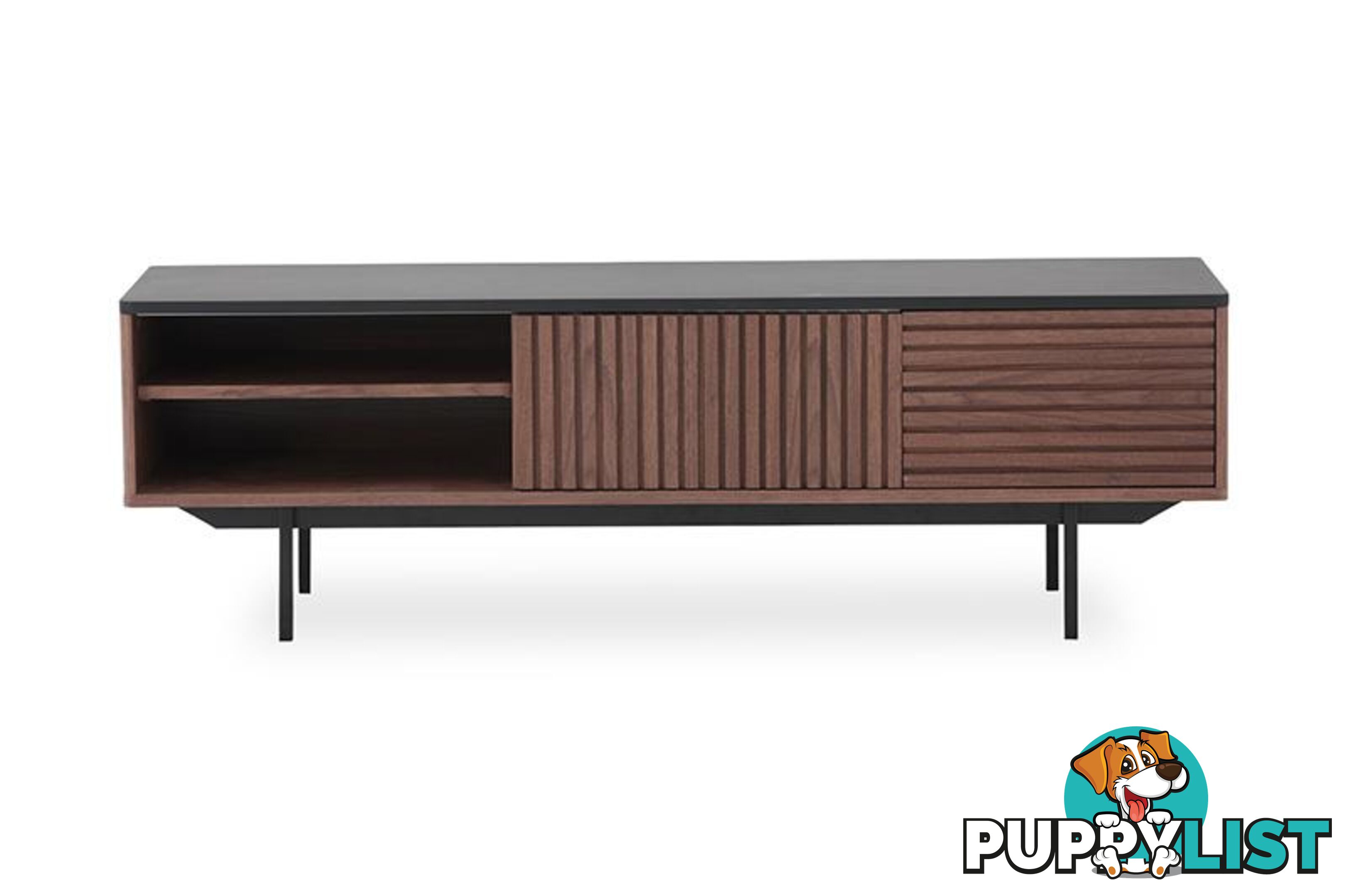 TOZZI Entertainment TV Unit 160cm - Walnut & Black - DI-J9715 - 9334719002057