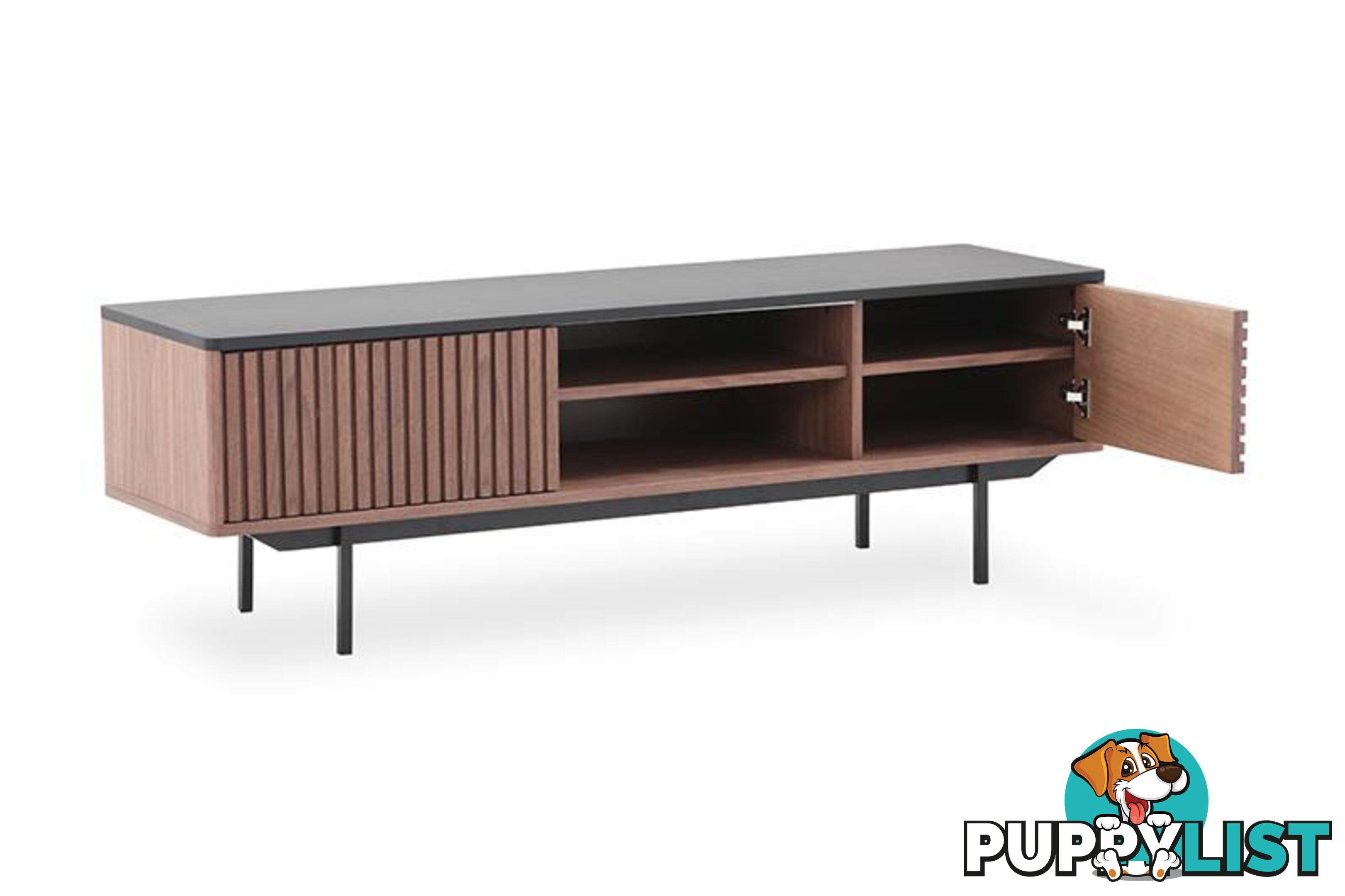 TOZZI Entertainment TV Unit 160cm - Walnut & Black - DI-J9715 - 9334719002057