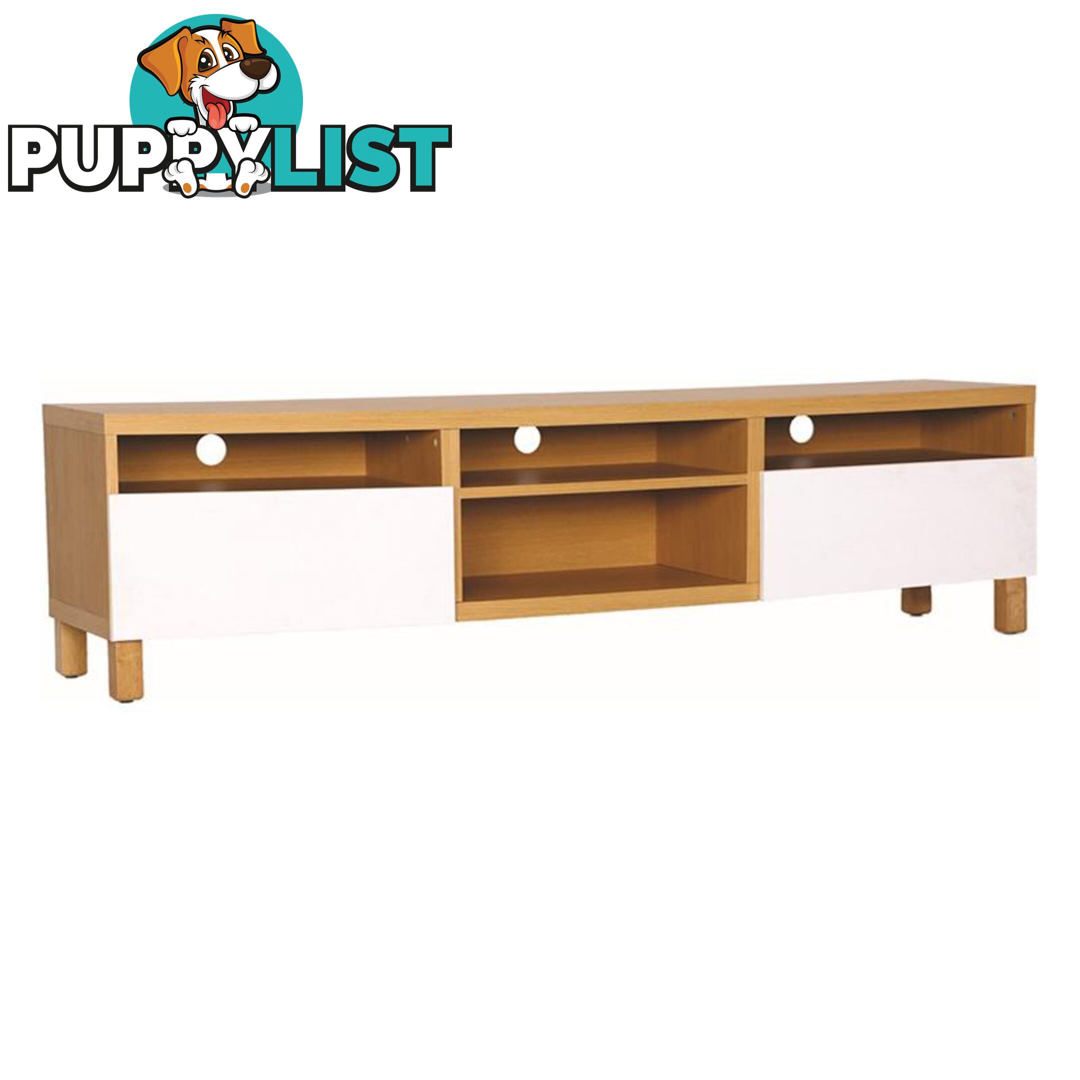 Gordy TV Unit - 180cm - Natural + White - 336001 - 9334719008844