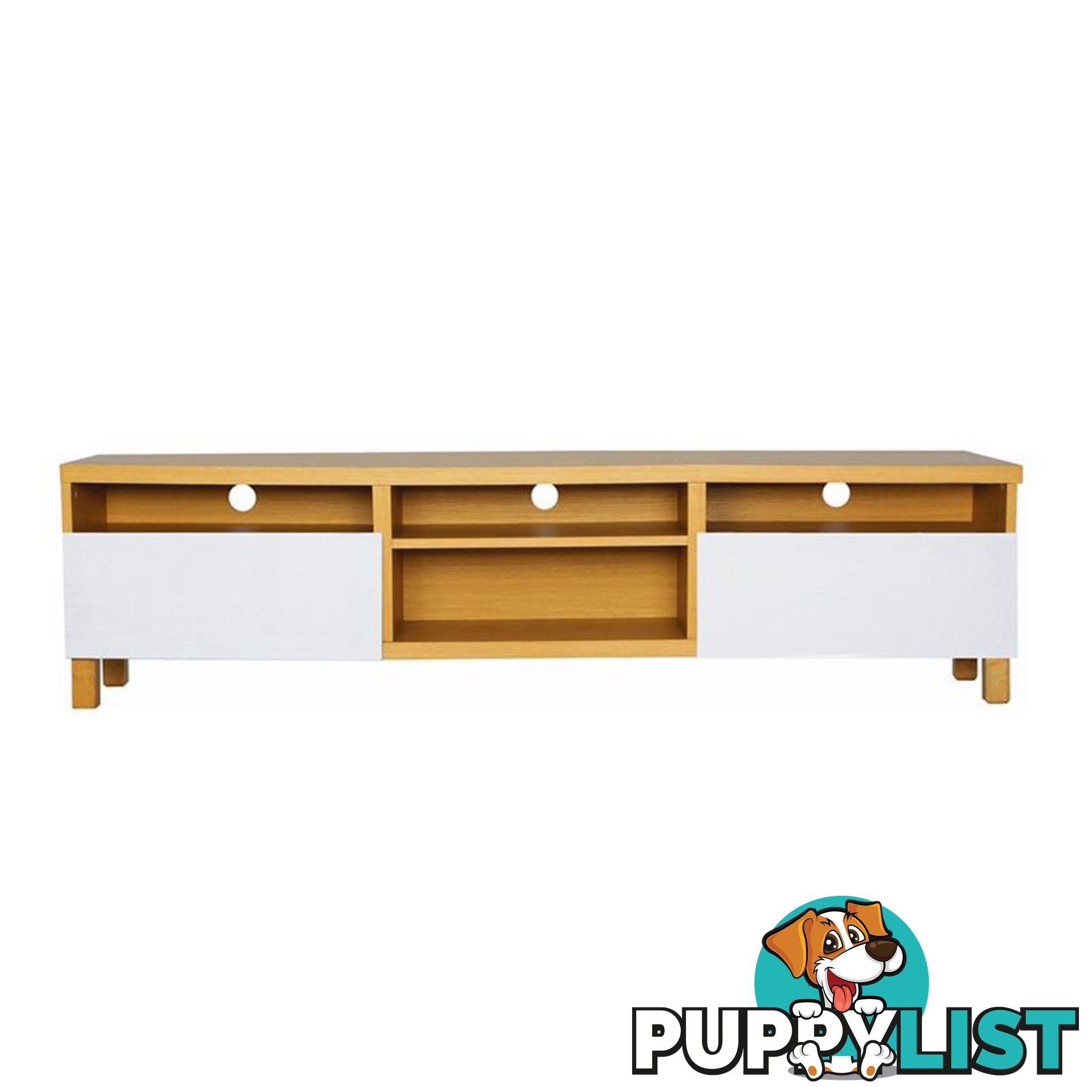 Gordy TV Unit - 180cm - Natural + White - 336001 - 9334719008844