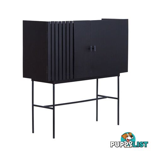 SHANTI Tall Sideboard 120cm Solid Acacia Wood - Black - LX-2110 - 9334719011875