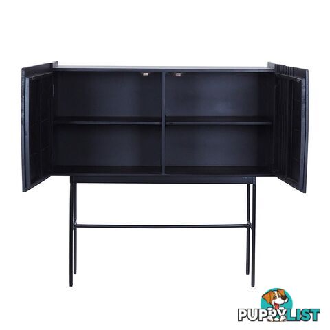 SHANTI Tall Sideboard 120cm Solid Acacia Wood - Black - LX-2110 - 9334719011875