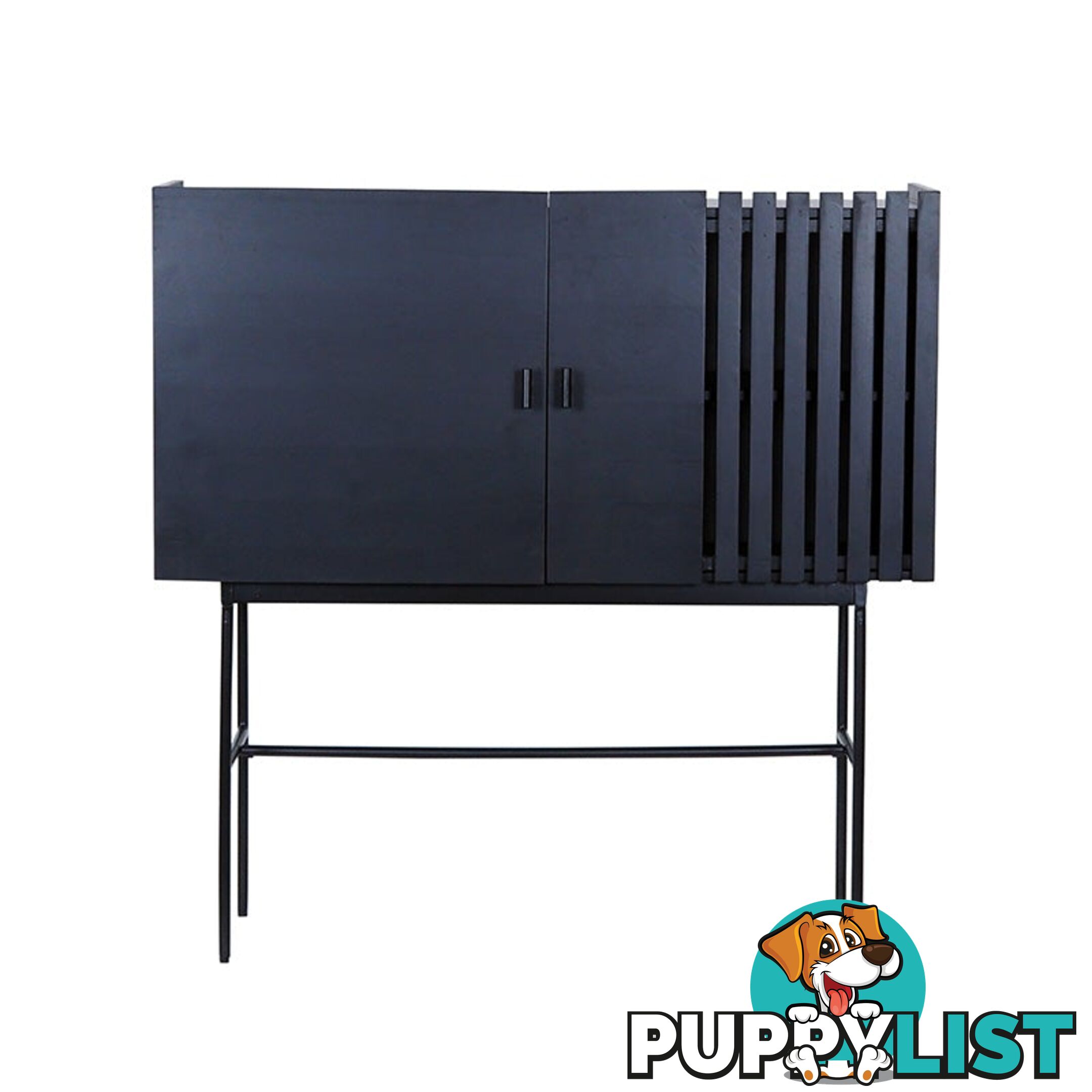 SHANTI Tall Sideboard 120cm Solid Acacia Wood - Black - LX-2110 - 9334719011875