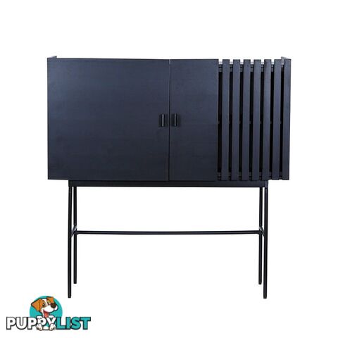 SHANTI Tall Sideboard 120cm Solid Acacia Wood - Black - LX-2110 - 9334719011875