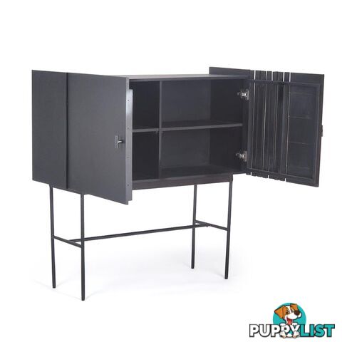 SHANTI Tall Sideboard 120cm Solid Acacia Wood - Black - LX-2110 - 9334719011875