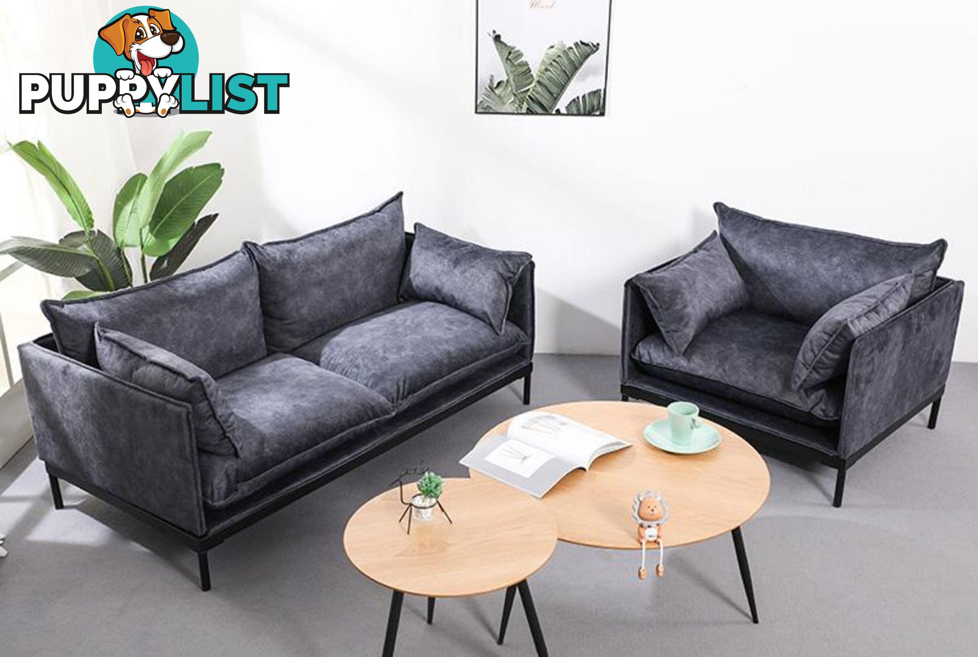 SINCLAIR 2 Seater Sofa in Charcoal - BB-S005-2S-MB - 9334719011059