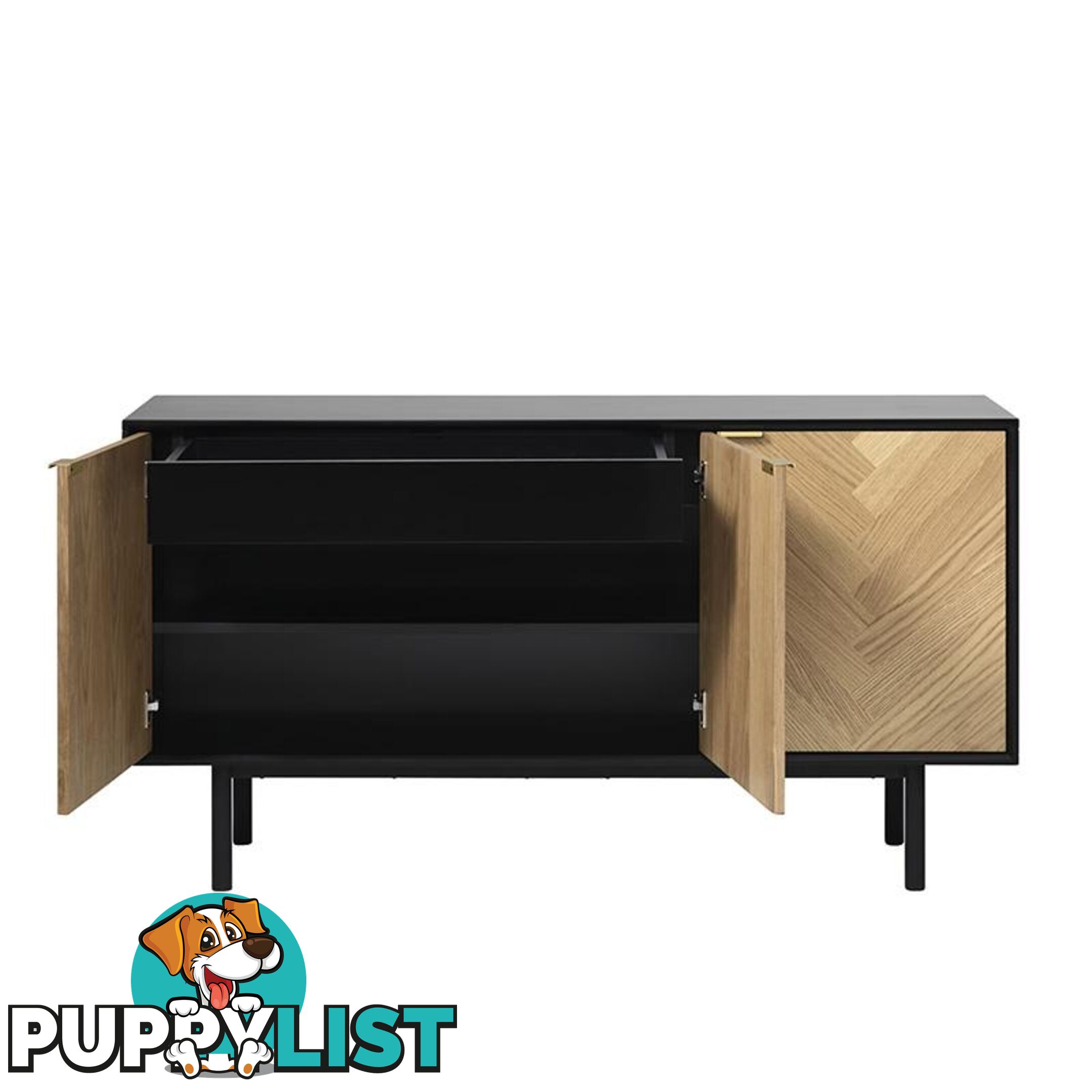 CALVI Sideboard 1.5M -  Natural & Black - 42143160 - 5704745089676