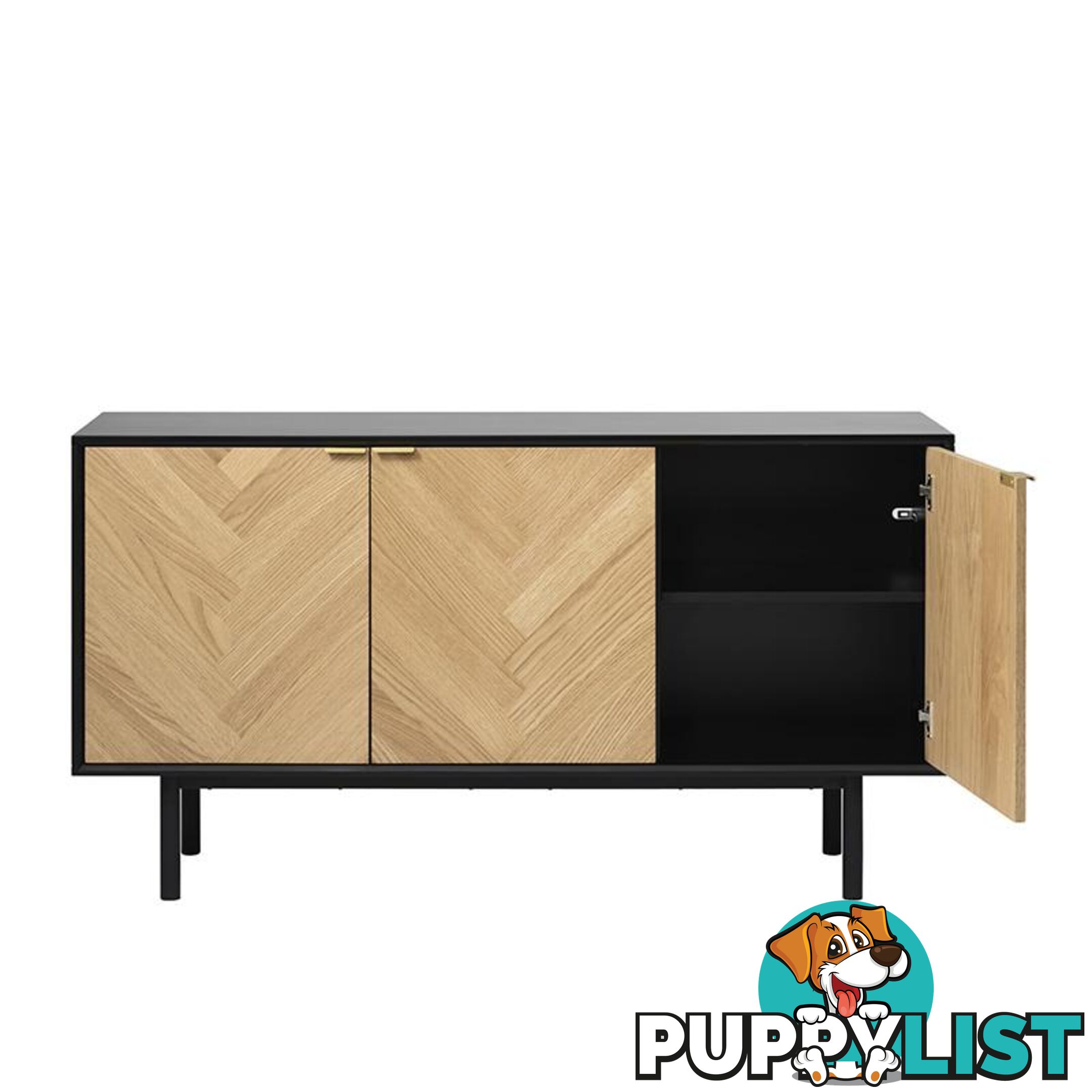 CALVI Sideboard 1.5M -  Natural & Black - 42143160 - 5704745089676