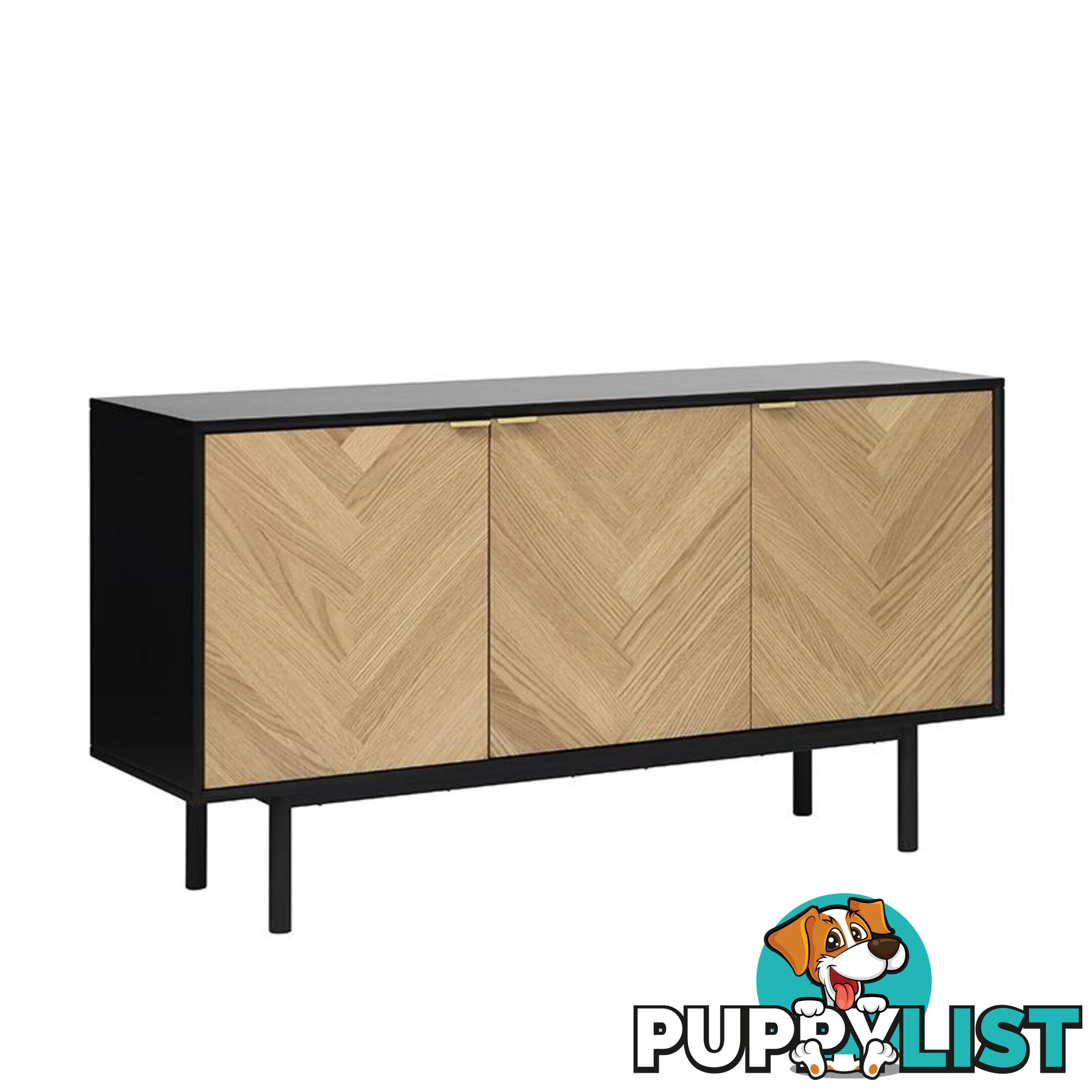 CALVI Sideboard 1.5M -  Natural & Black - 42143160 - 5704745089676