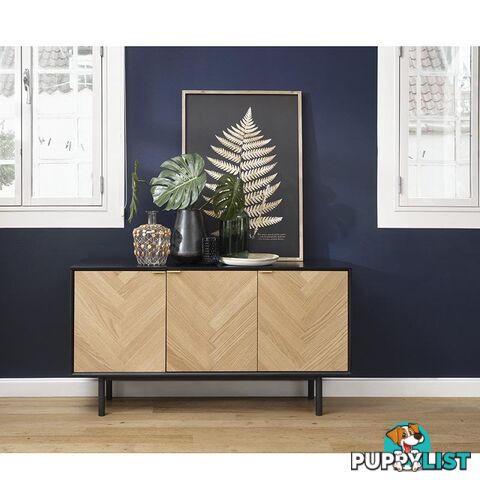 CALVI Sideboard 1.5M -  Natural & Black - 42143160 - 5704745089676