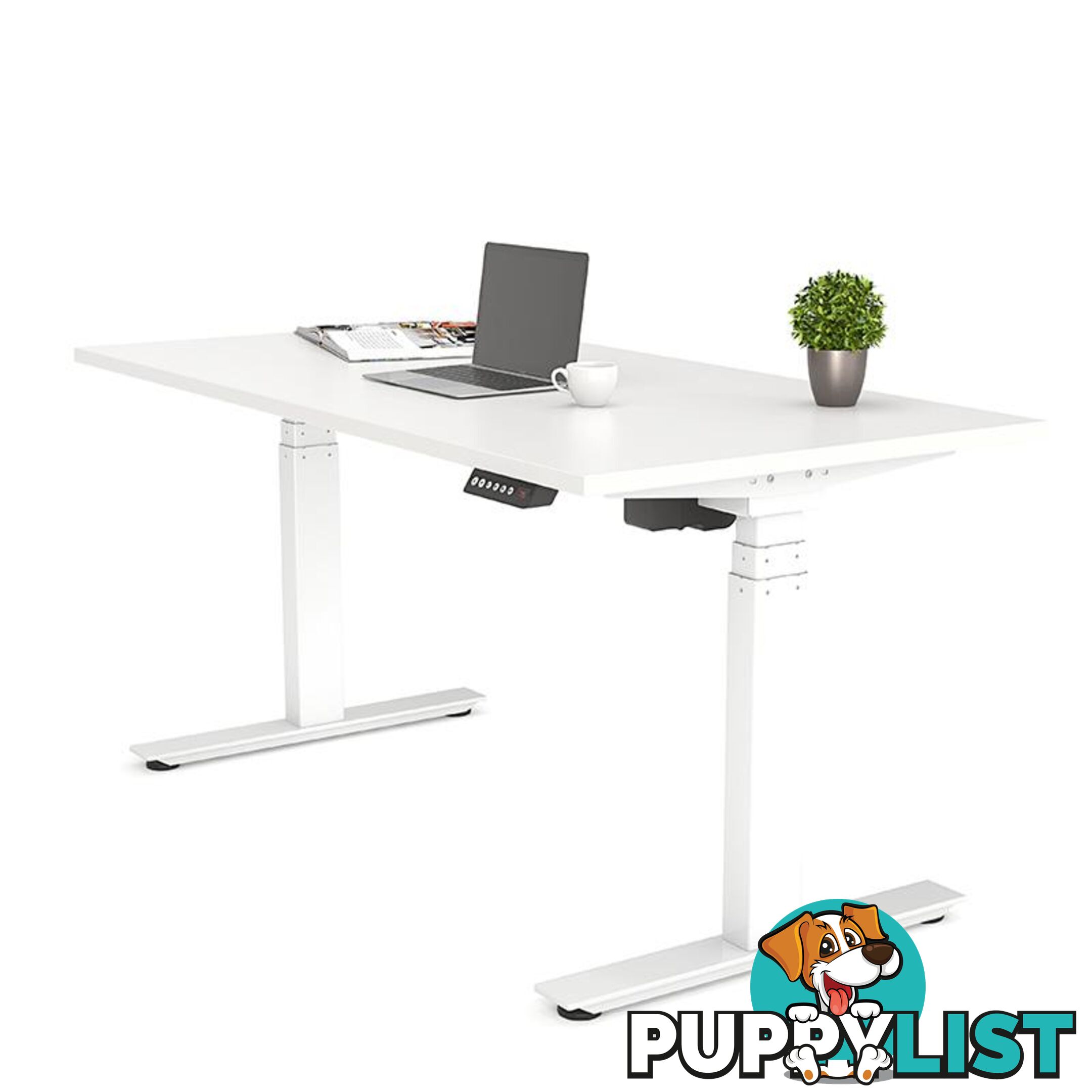 AGILE PRO Electric 2 Column Sit Standing Desk - 1200mm to 1800mm - White & White - OG_AGE2SSD127