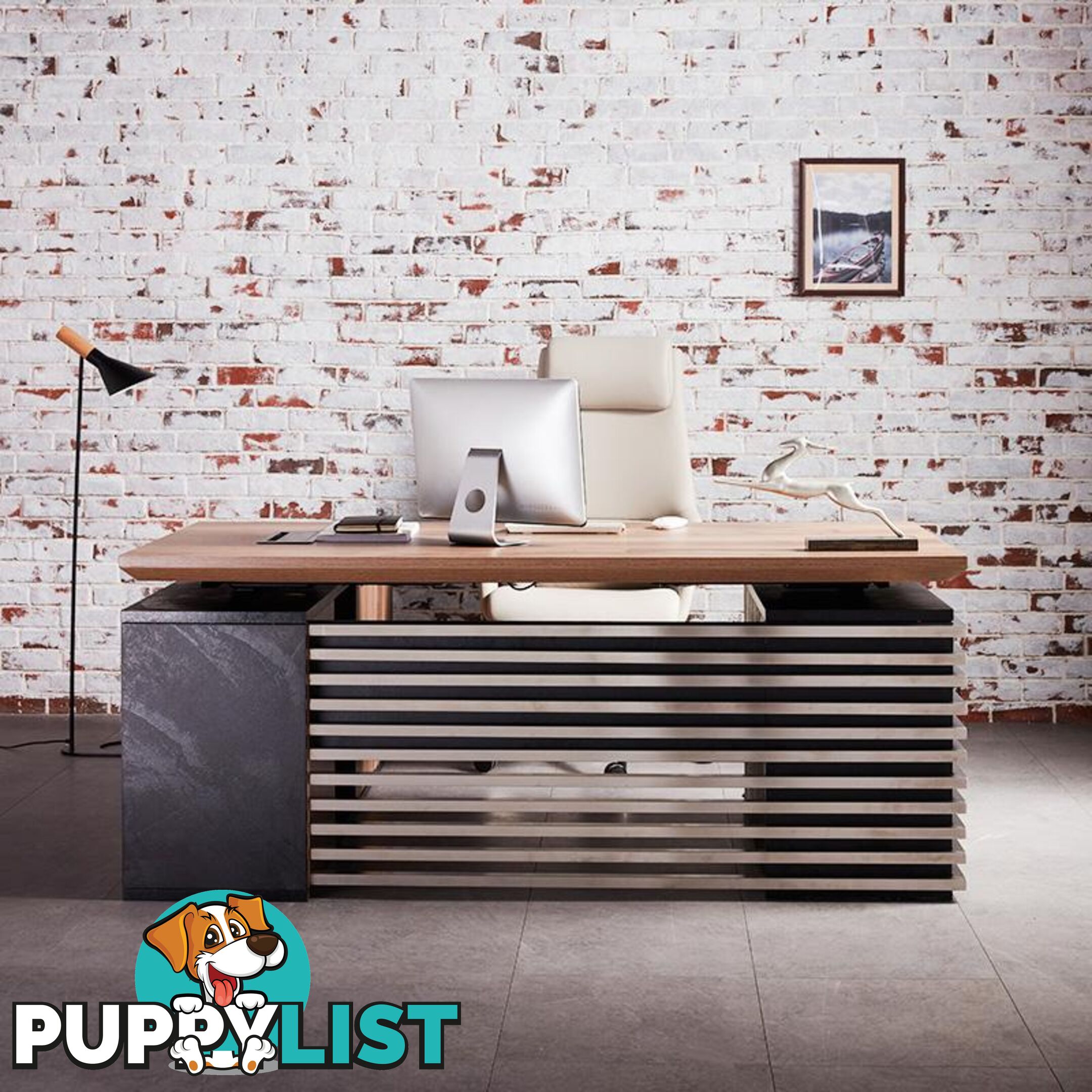 PHOENIX Executive Desk with Right Return 1.8M - Warm Oak & Black - WF-N1801-RIGHT - 9334719011578