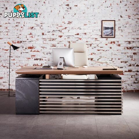 PHOENIX Executive Desk with Right Return 1.8M - Warm Oak & Black - WF-N1801-RIGHT - 9334719011578