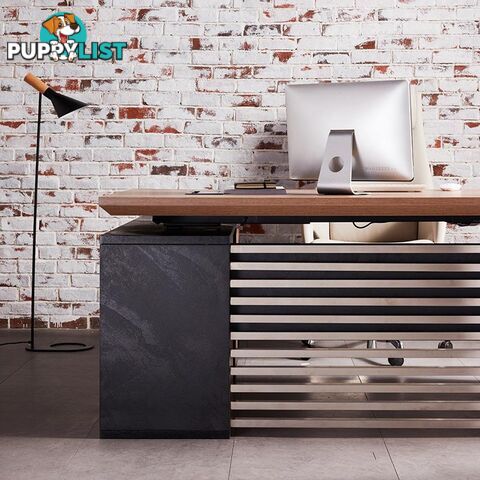 PHOENIX Executive Desk with Right Return 1.8M - Warm Oak & Black - WF-N1801-RIGHT - 9334719011578