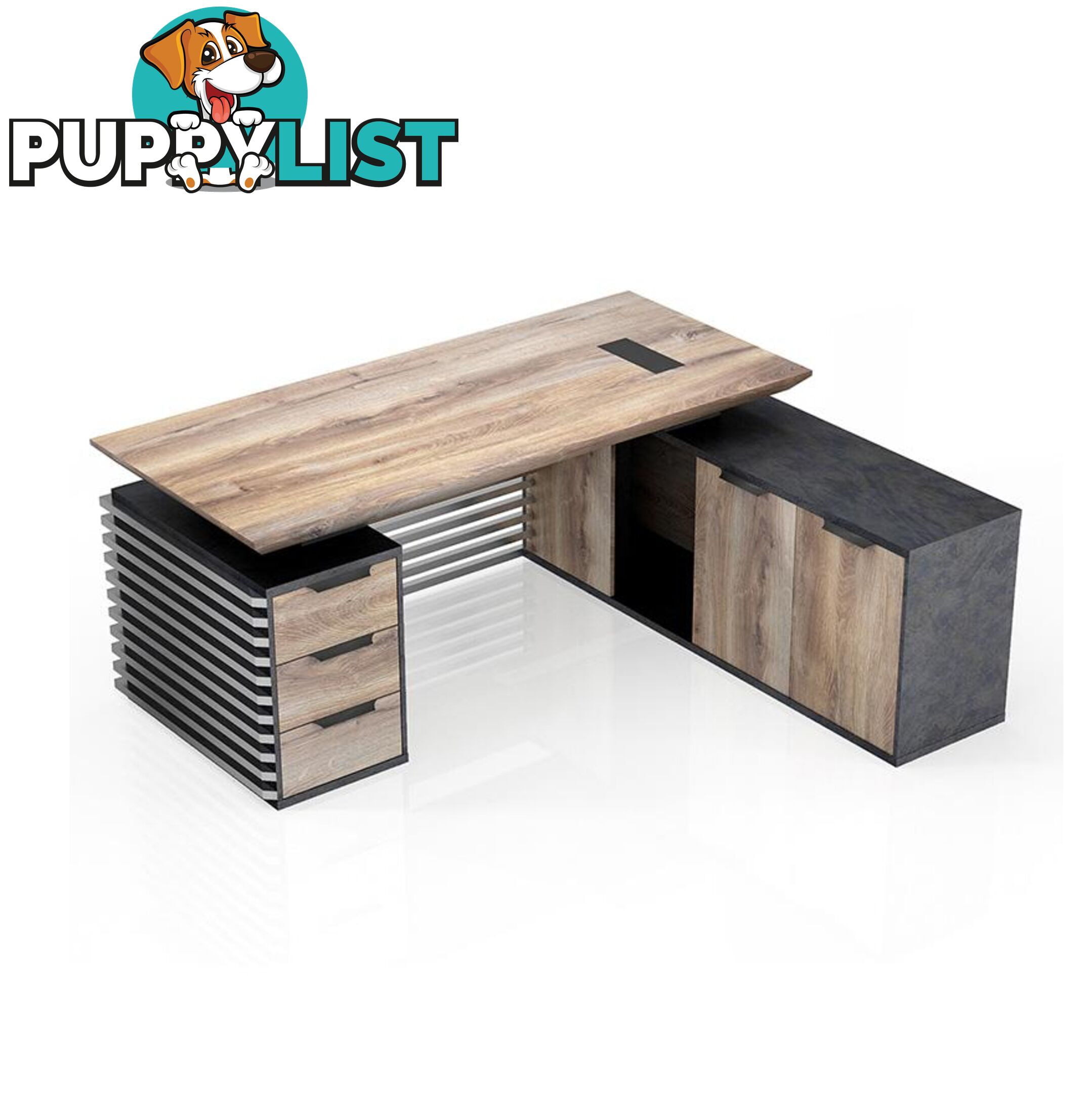 PHOENIX Executive Desk with Right Return 1.8M - Warm Oak & Black - WF-N1801-RIGHT - 9334719011578