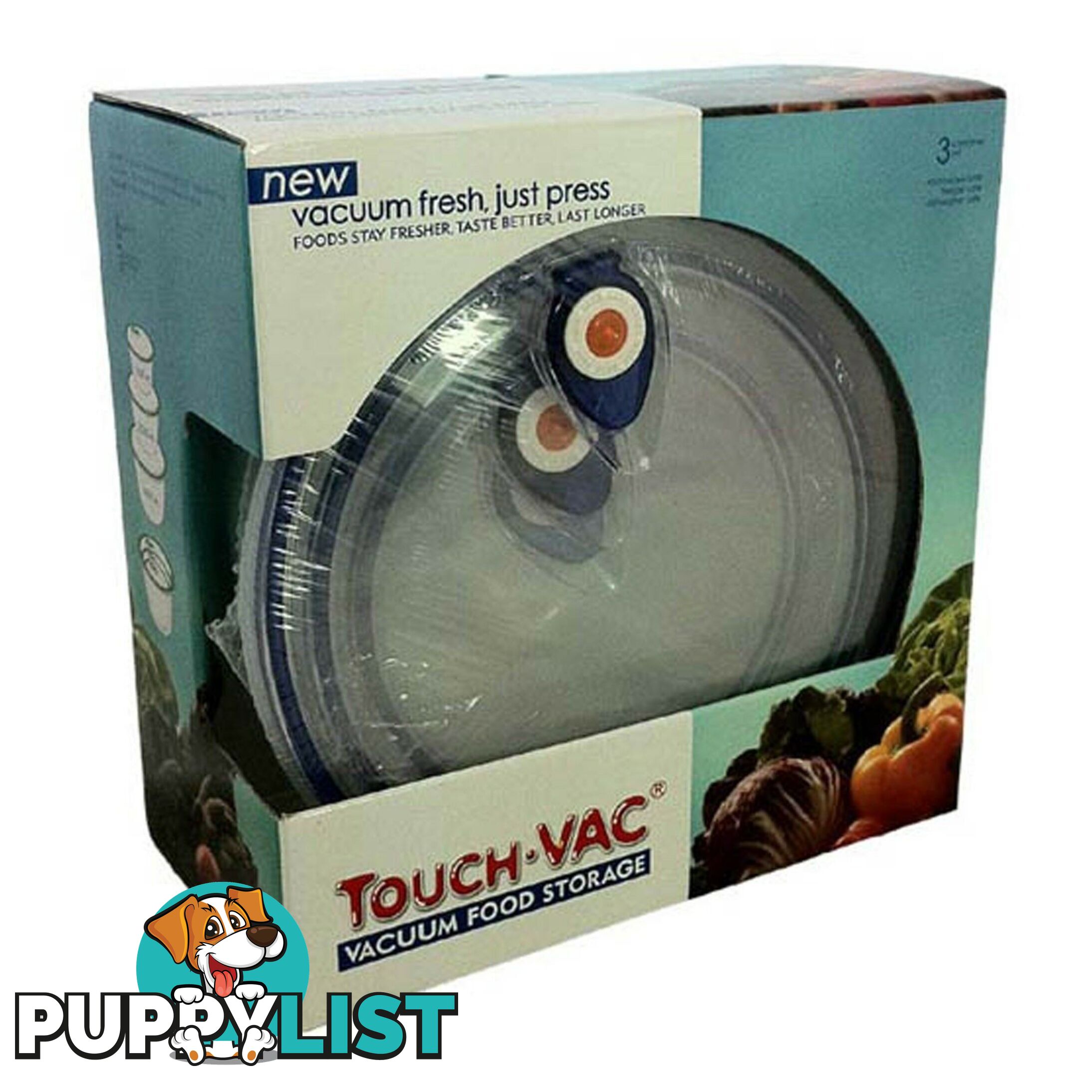 3pcs TouchVac Airtight Vacuum Sealed Kitchen Storage Container - Microwave Safe - KA-20692 - 8804122020692