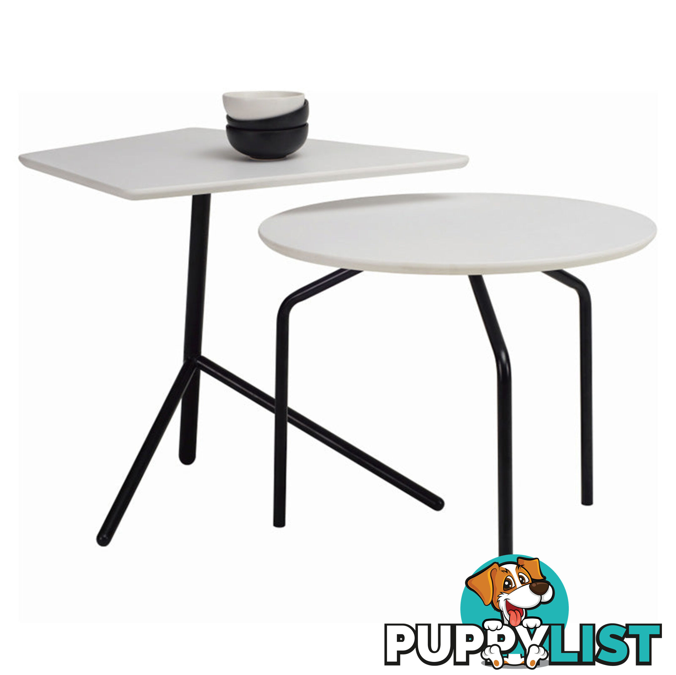 KIEF Side Table - White & Black - 1329073 - 9334719005119