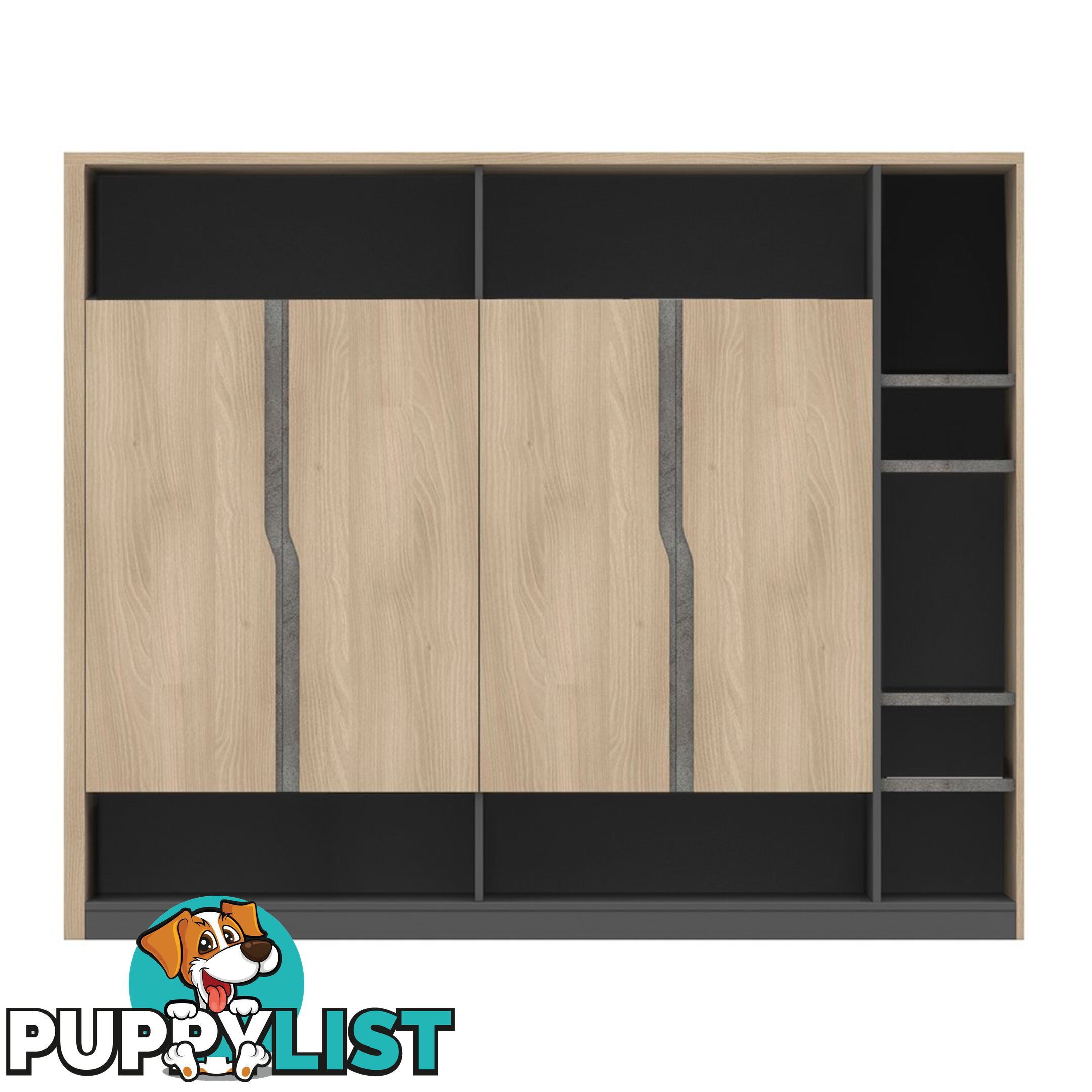 BAXTER Display Cabinet 190cm - Acacia & Carbon Grey - MF-14BZJ001 - 9334719010564