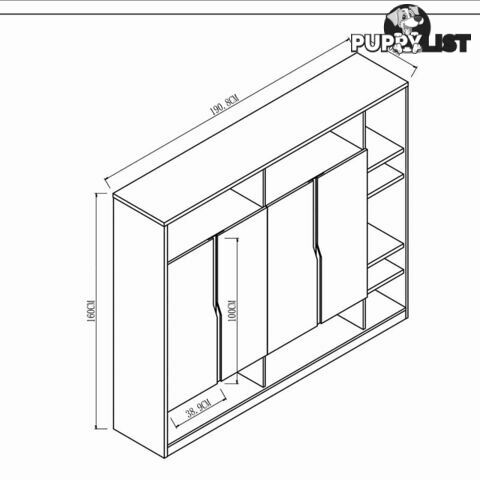 BAXTER Display Cabinet 190cm - Acacia & Carbon Grey - MF-14BZJ001 - 9334719010564