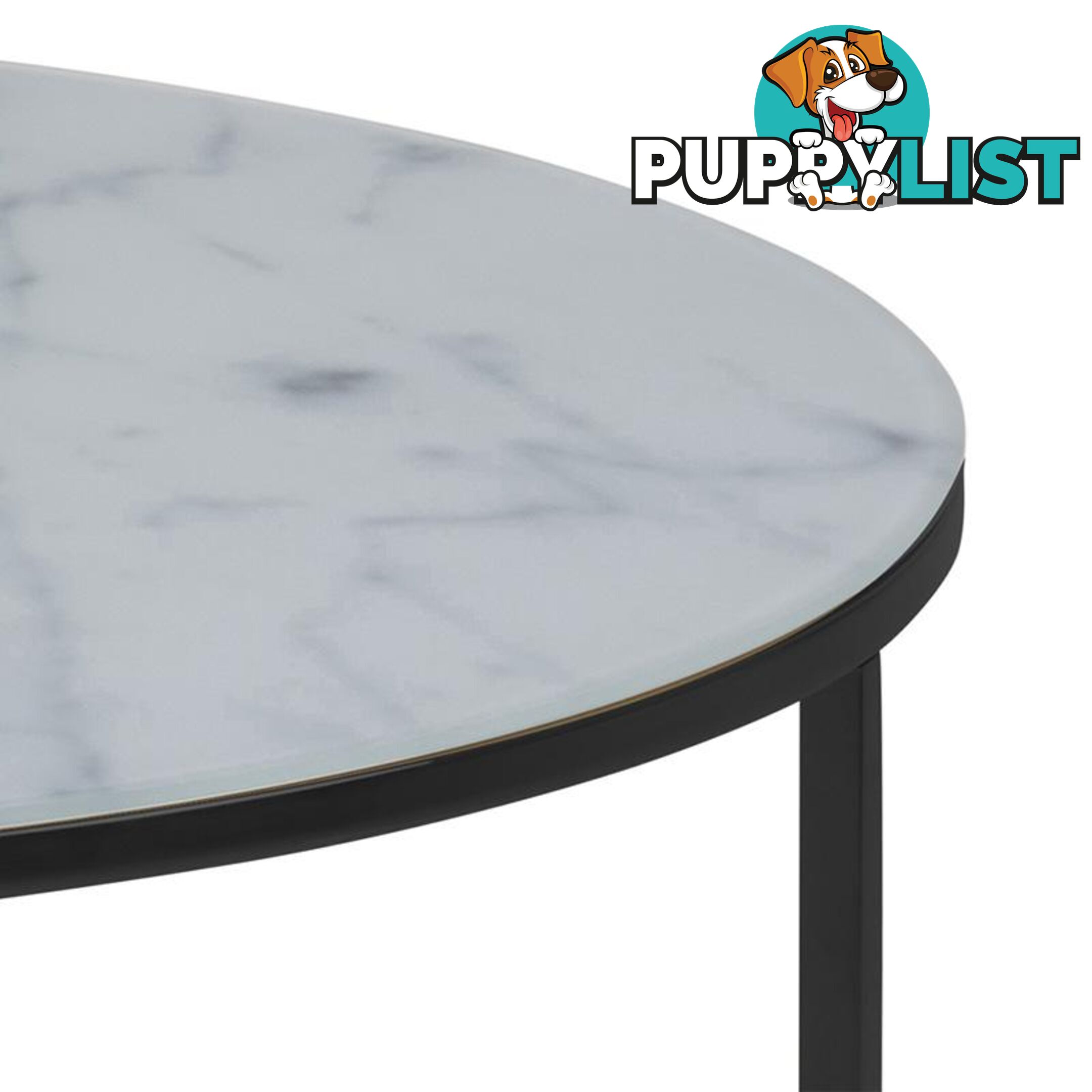 KOLINA Glass Marble Round Coffee Table 80cm - White - AC-0000086238 - 5713941114648