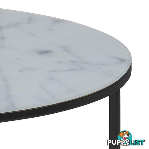 KOLINA Glass Marble Round Coffee Table 80cm - White - AC-0000086238 - 5713941114648