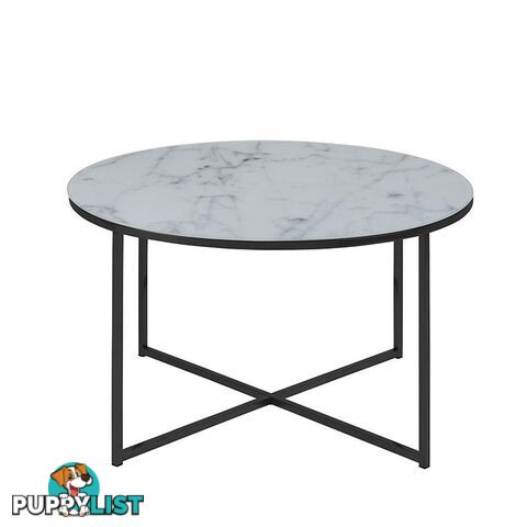 KOLINA Glass Marble Round Coffee Table 80cm - White - AC-0000086238 - 5713941114648