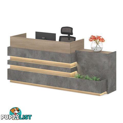 KERAN  Reception Desk 2.44M Right Panel - Acacia & Carbon Grey Colour - MF-27RZJ023 - 9334719010120