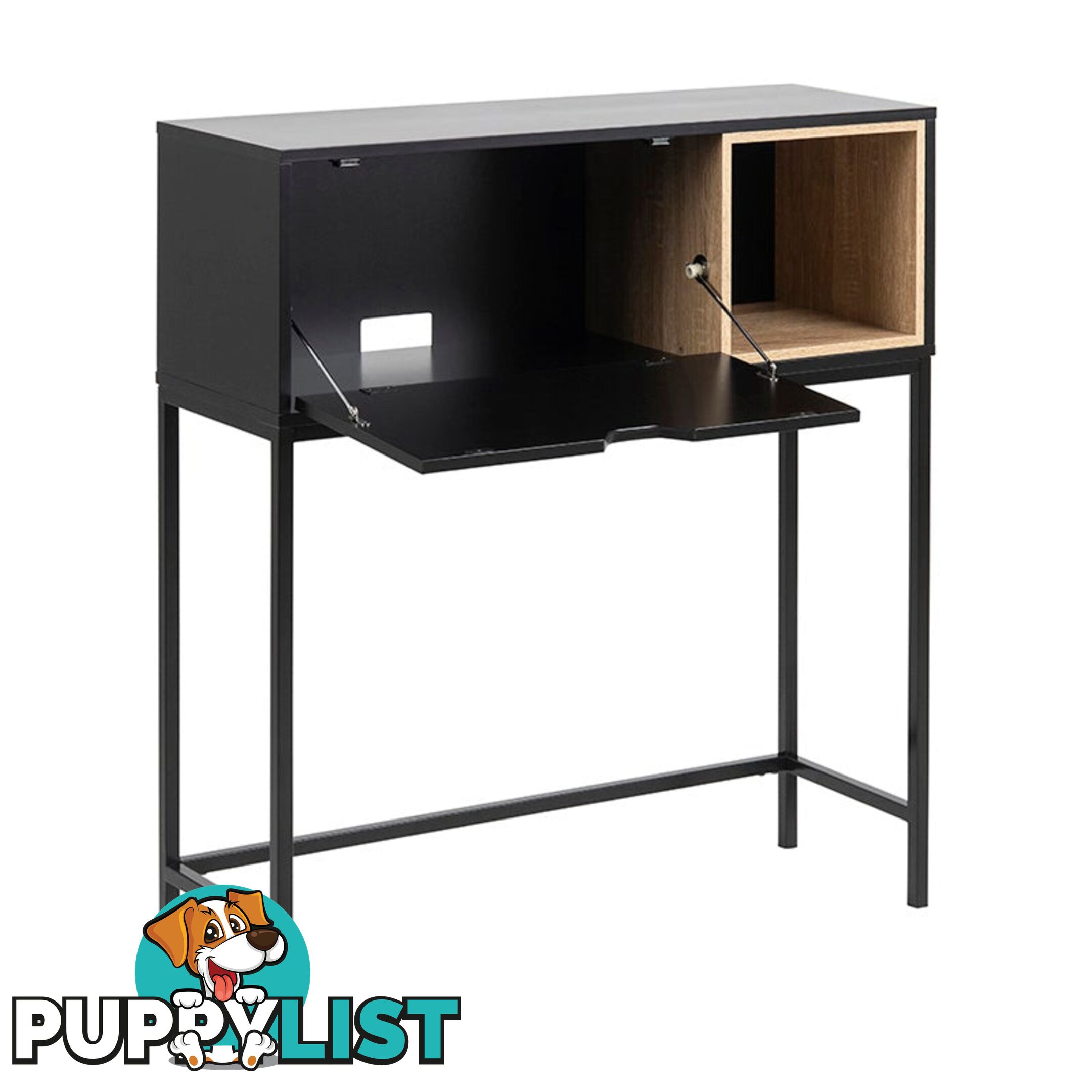 BATLEY Study Desk Console 91.5cm - Black & Natural - AC-0000083373 - 5713941083142