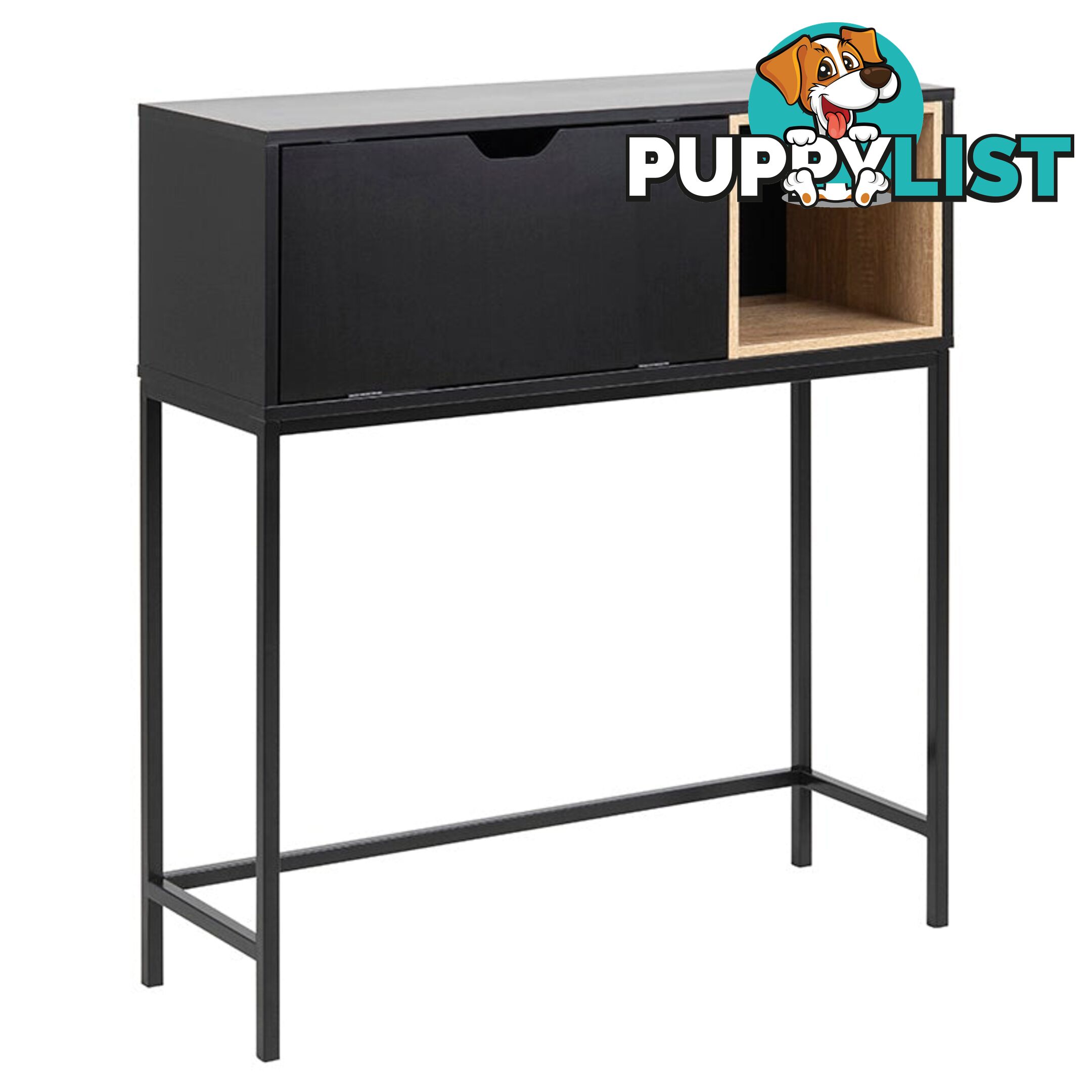 BATLEY Study Desk Console 91.5cm - Black & Natural - AC-0000083373 - 5713941083142