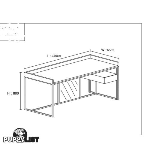 Leo Retro Desk  160cm - Walnut - BH180 - 9334719003214