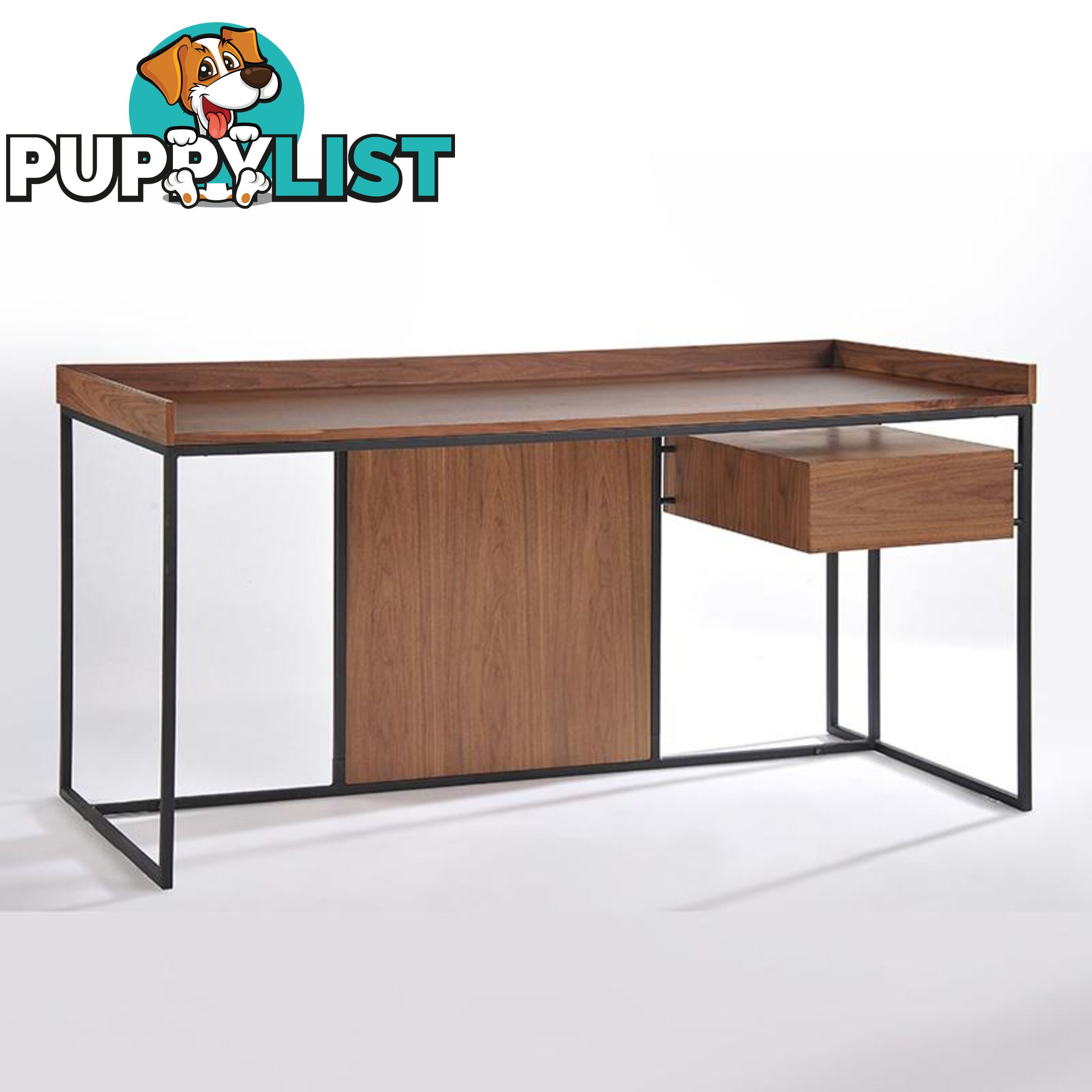 Leo Retro Desk  160cm - Walnut - BH180 - 9334719003214